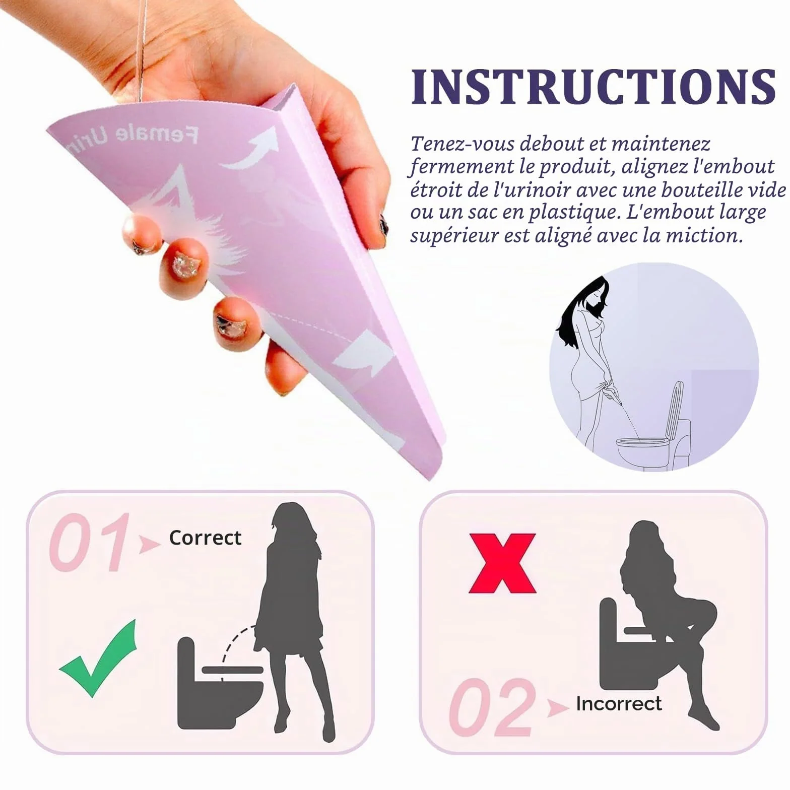 Lot de 30 Urinaux Féminins en Papier Portable pour Pisser Debout - Randonnée, Camping & Voyage