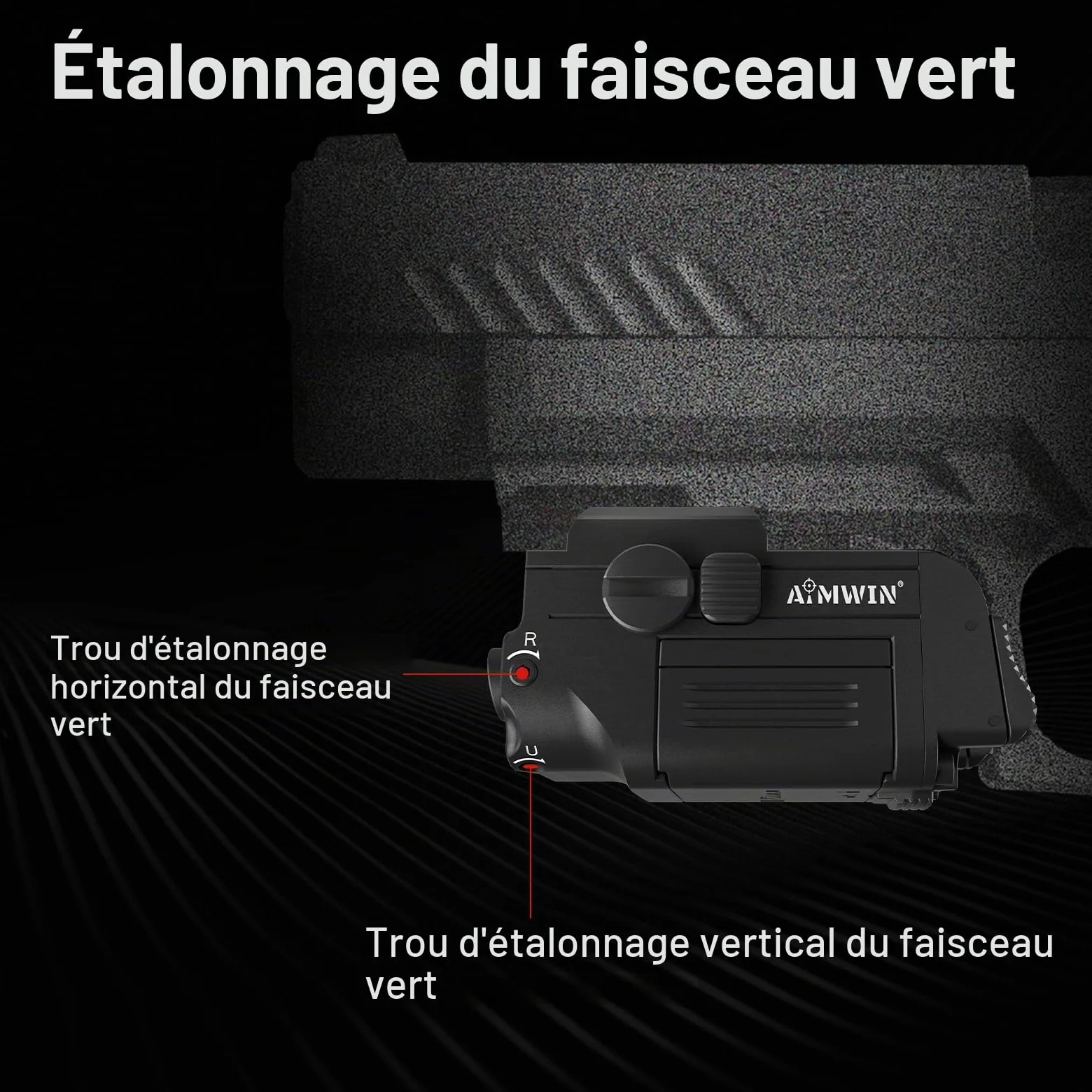 AIMWIN WL10 GL Lampe LED Tactique 900 Lumens Indicateur Vert Recharge Magnétique Montage Rail Universel