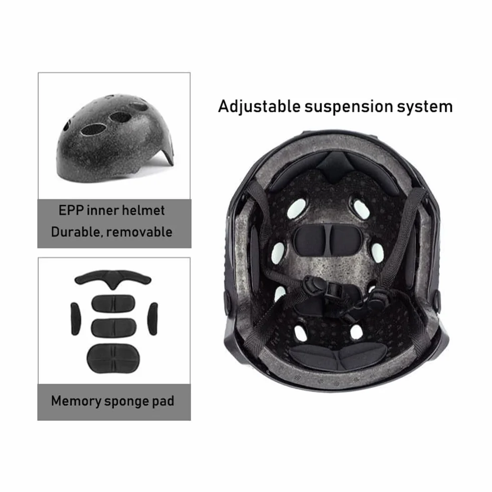 Casque Militaire Tactique Fast PJ Paintball Airsoft avec Support NVG et Rail Latéral