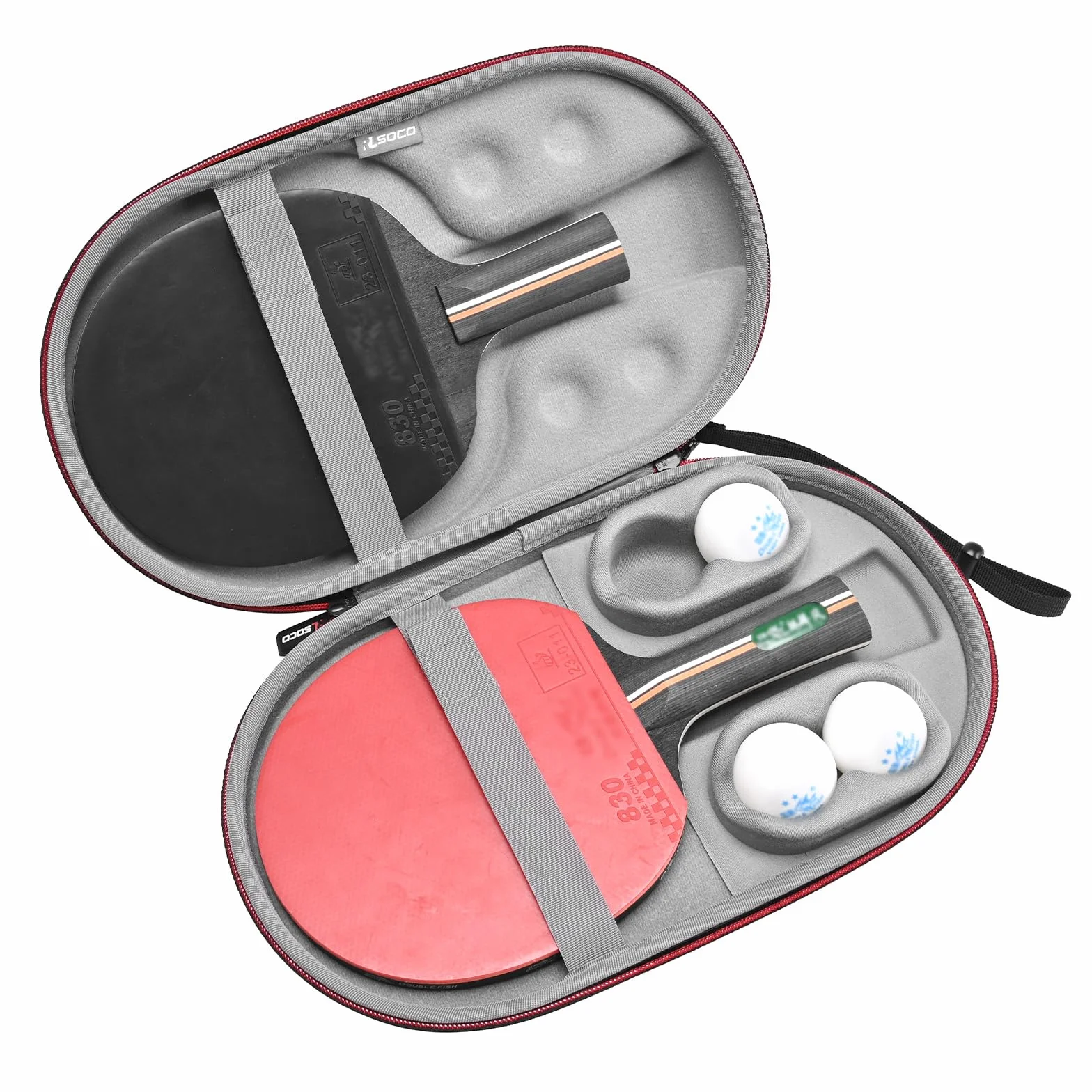 RLSOCO Sac de Sport Étui Raquette Ping Pong Tennis de Table Hexagonale 2 Pagaies 4 Balles