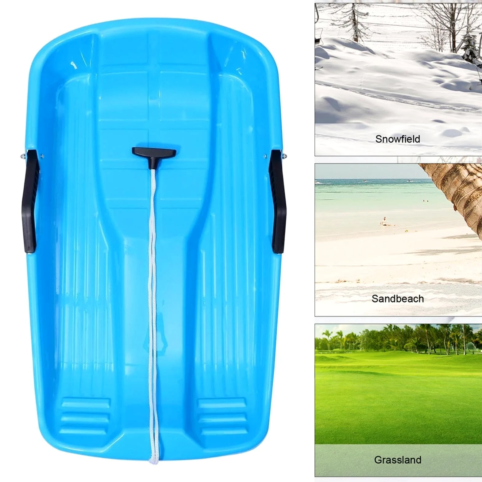 Luge De Neige pour Toboggan Portable 2 Personnes Jouet avec Corde De | Luges D'Hiver Pour D'Extérieur Pour Toutes Saisons, Neige, Plage, Sable, Glace, , Pentes, En Plein Air