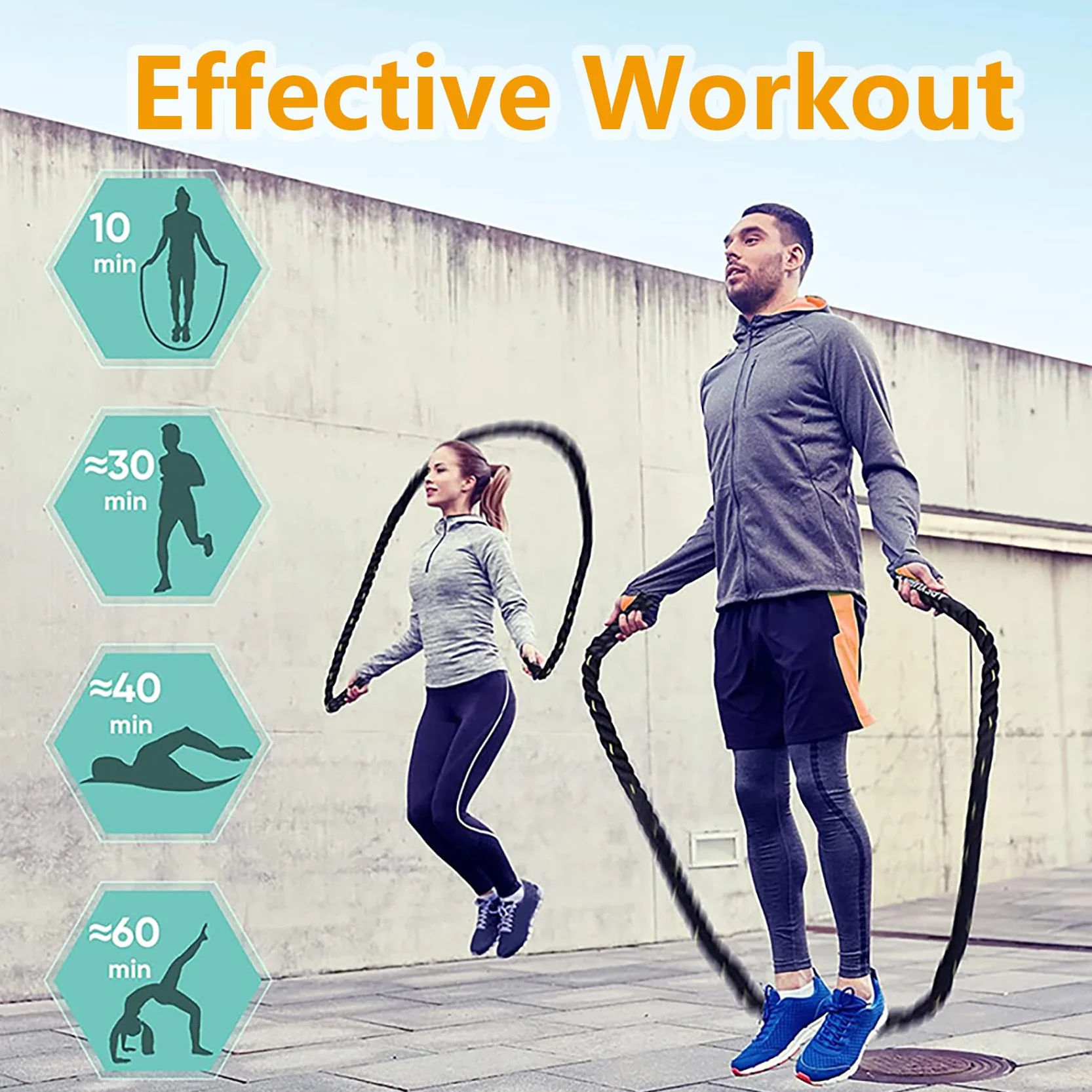 Corde à Sauter de Boxe Lestée pour Adultes Homme Femme