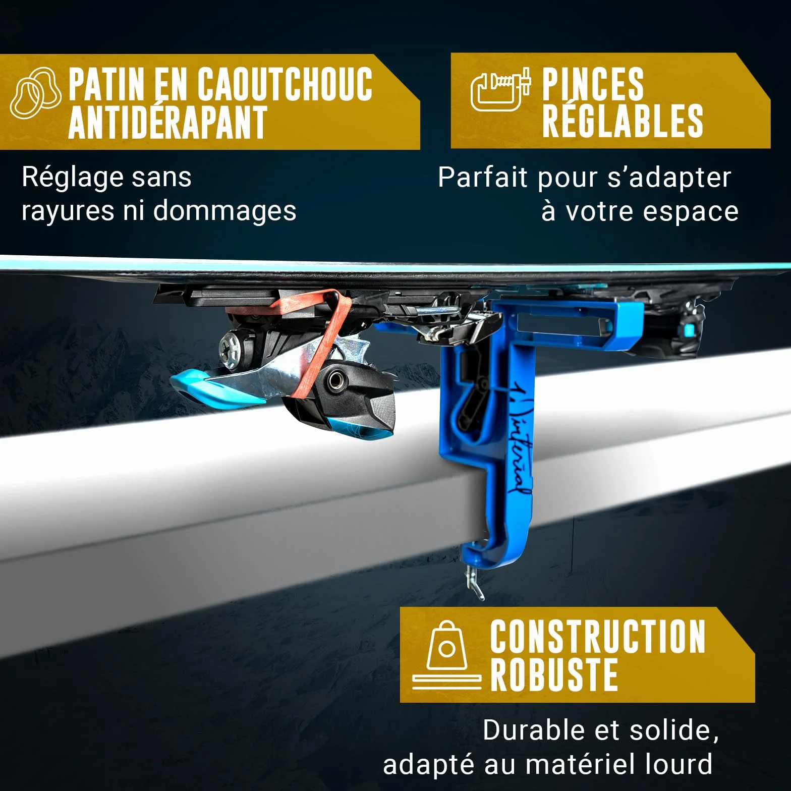 Winterial Étau à Skis et Snowboard Set de 2 Réglable Positions Horizontales Verticales