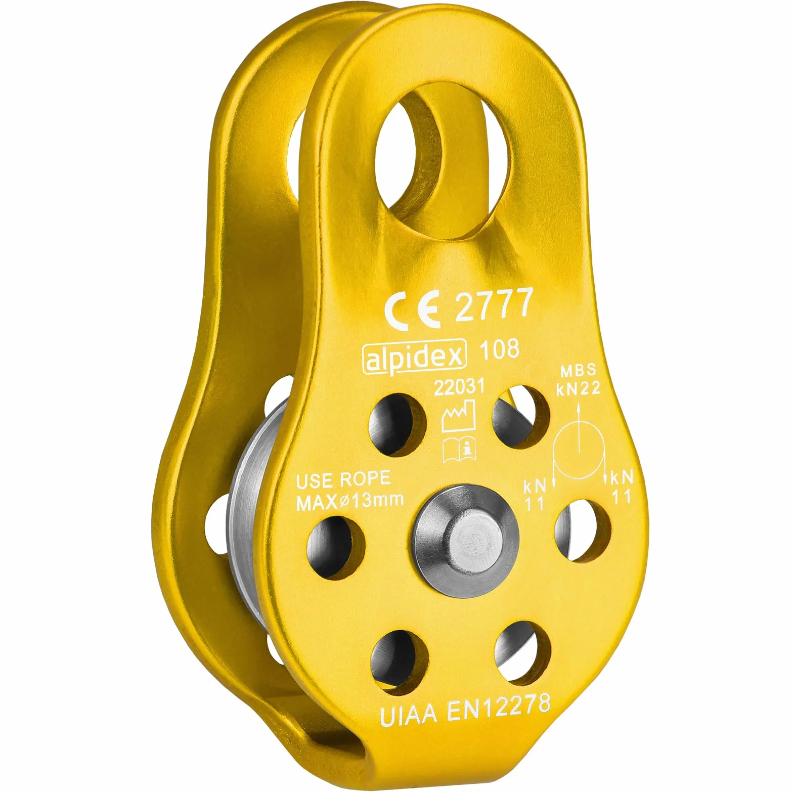 Poulie de Renvoi 22 KN ALPIDEX Fix Pulley EN12278 Câbles 13 mm Diamètre