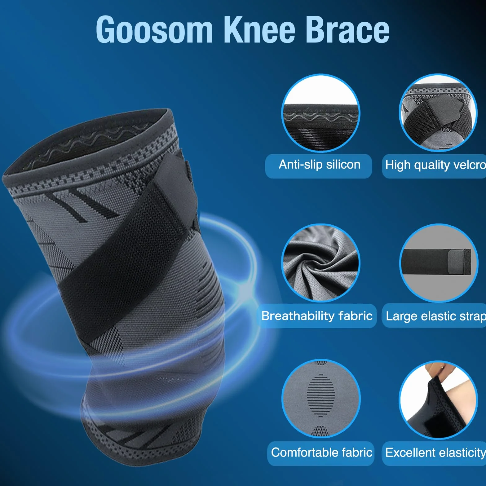 Genouillère Réglable 1 Paire Bandage Sport Compression Élastique Mixte Maintien Respirant Antidérapant Basketball Course Gymnase K51 L