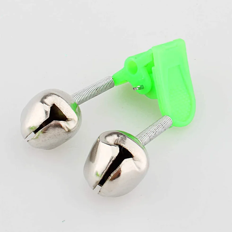 Clochette de Peche, 10 Pcs Alarme de Pêche, Cloche D'alarme de Pêche pour la Pêche en Mer Cannes à Pêche en Plein Air Accessoires de Pêche, Métal(Ton Vert et Argent)