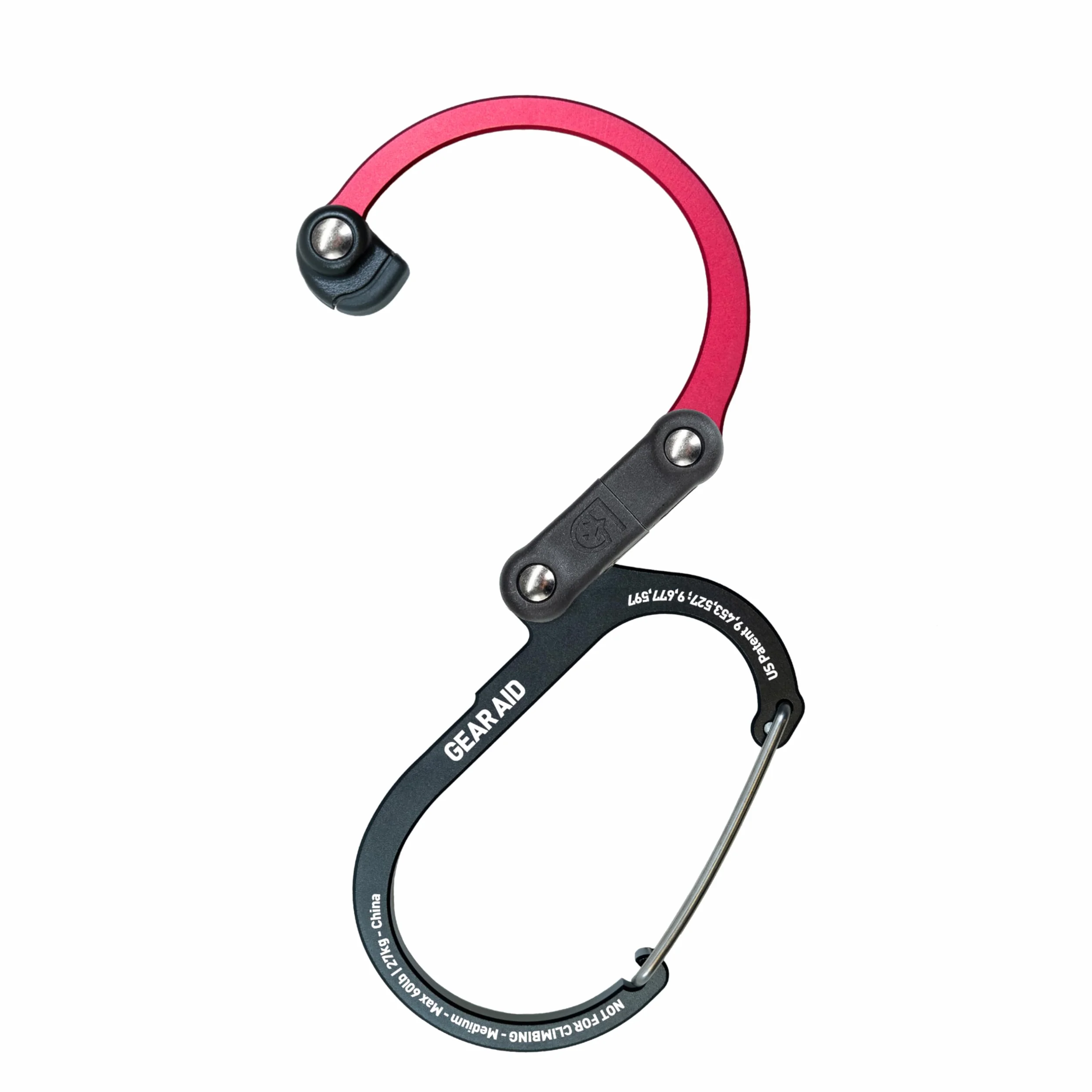 Gear Aid HEROCLIP Mousqueton Crochet Moyen Camping Sac Dos Organisation Garage Noir Rouge