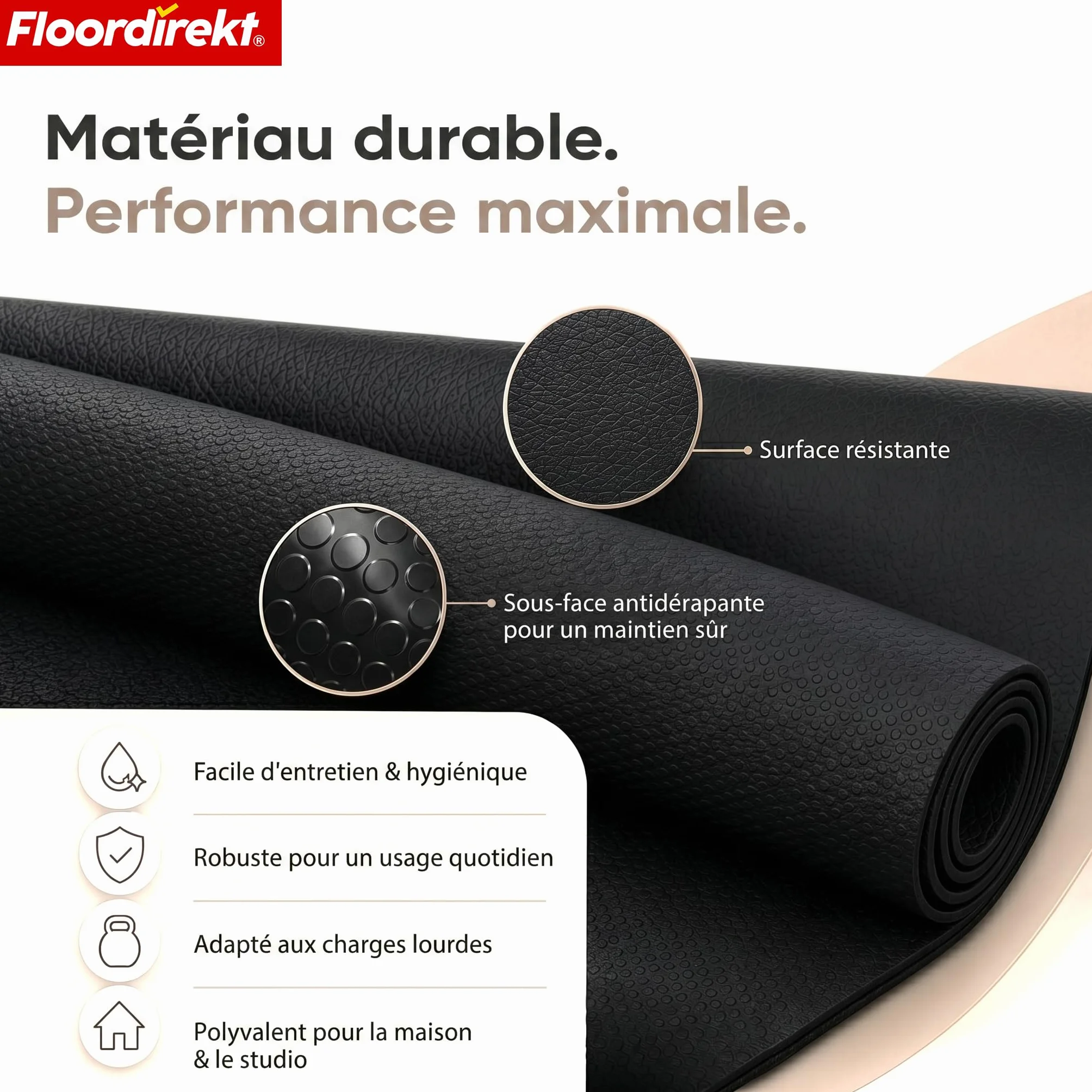 Tapis de protection de sol antidérapant Sparta Floordirekt pour tapis de course, vélo elliptique