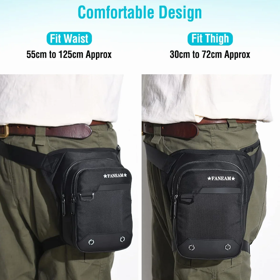Sacoche de Jambe Moto Imperméable Homme Femme Tactique avec Sangle Réglable Amovible