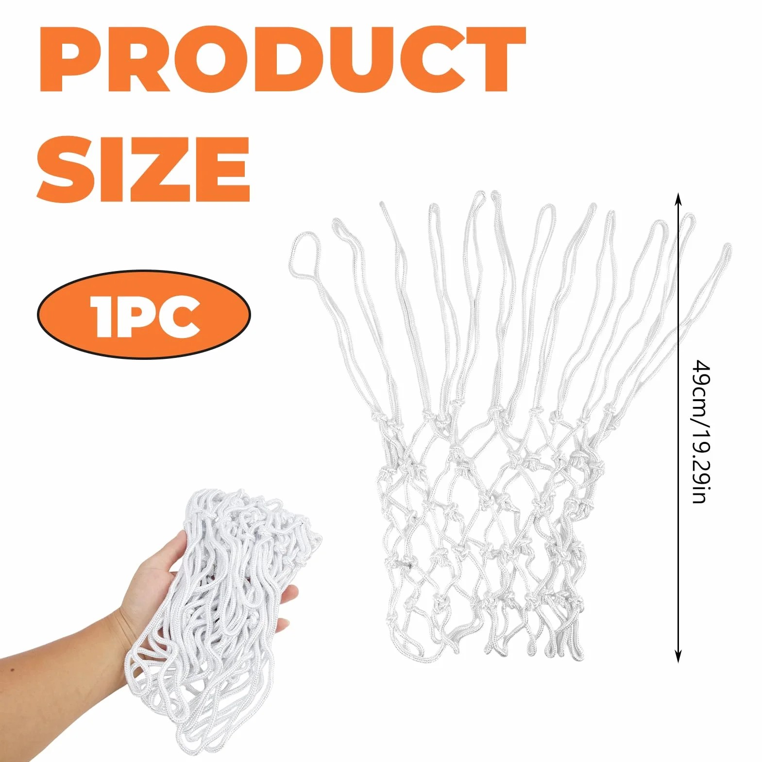 Filet de Basket-Ball de Rechange Résistant aux Intempéries 53,3 cm Polyester 12 Boucles