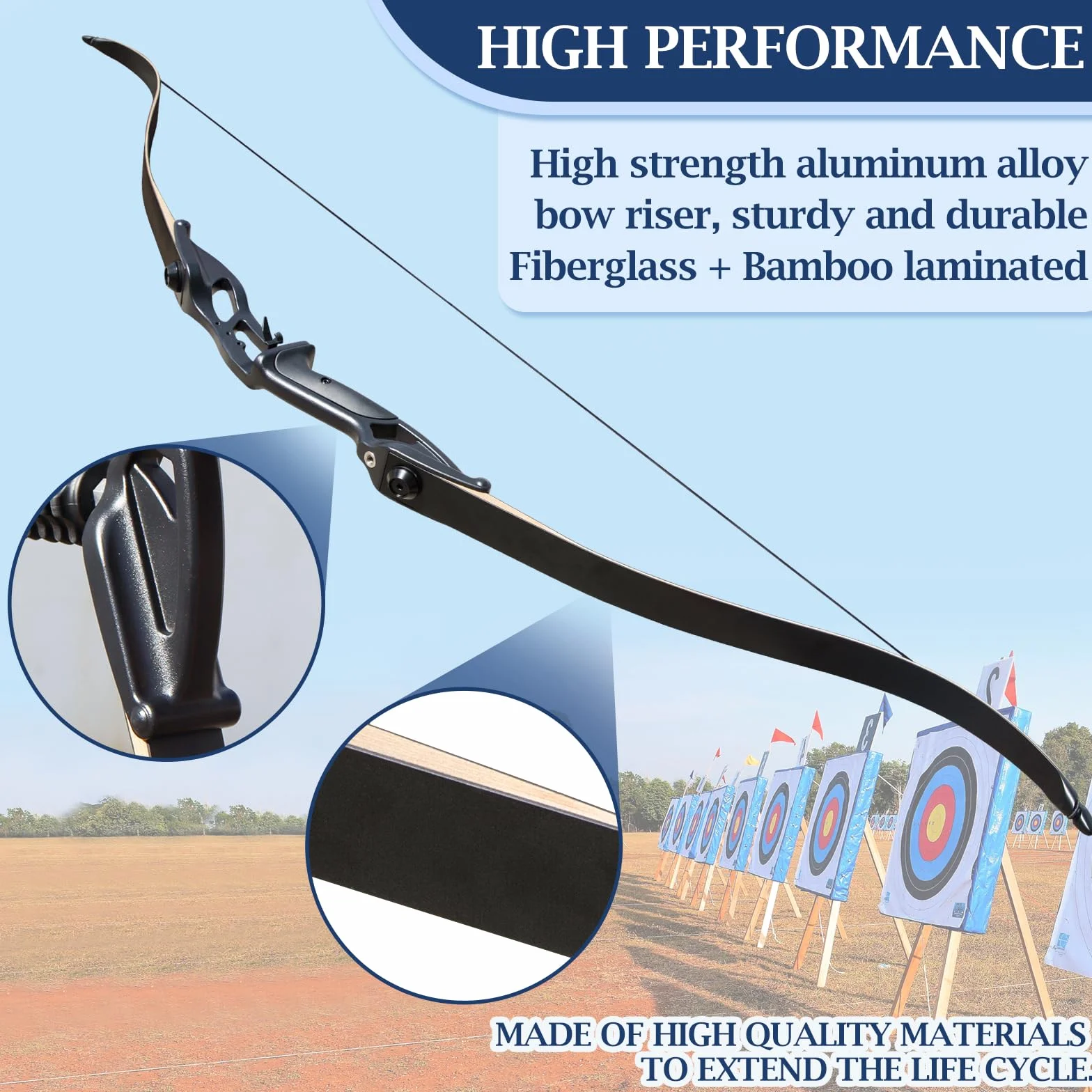 D&Q Arc de Chasse Adulte 30-45lbs avec 12 flèches pour Tir