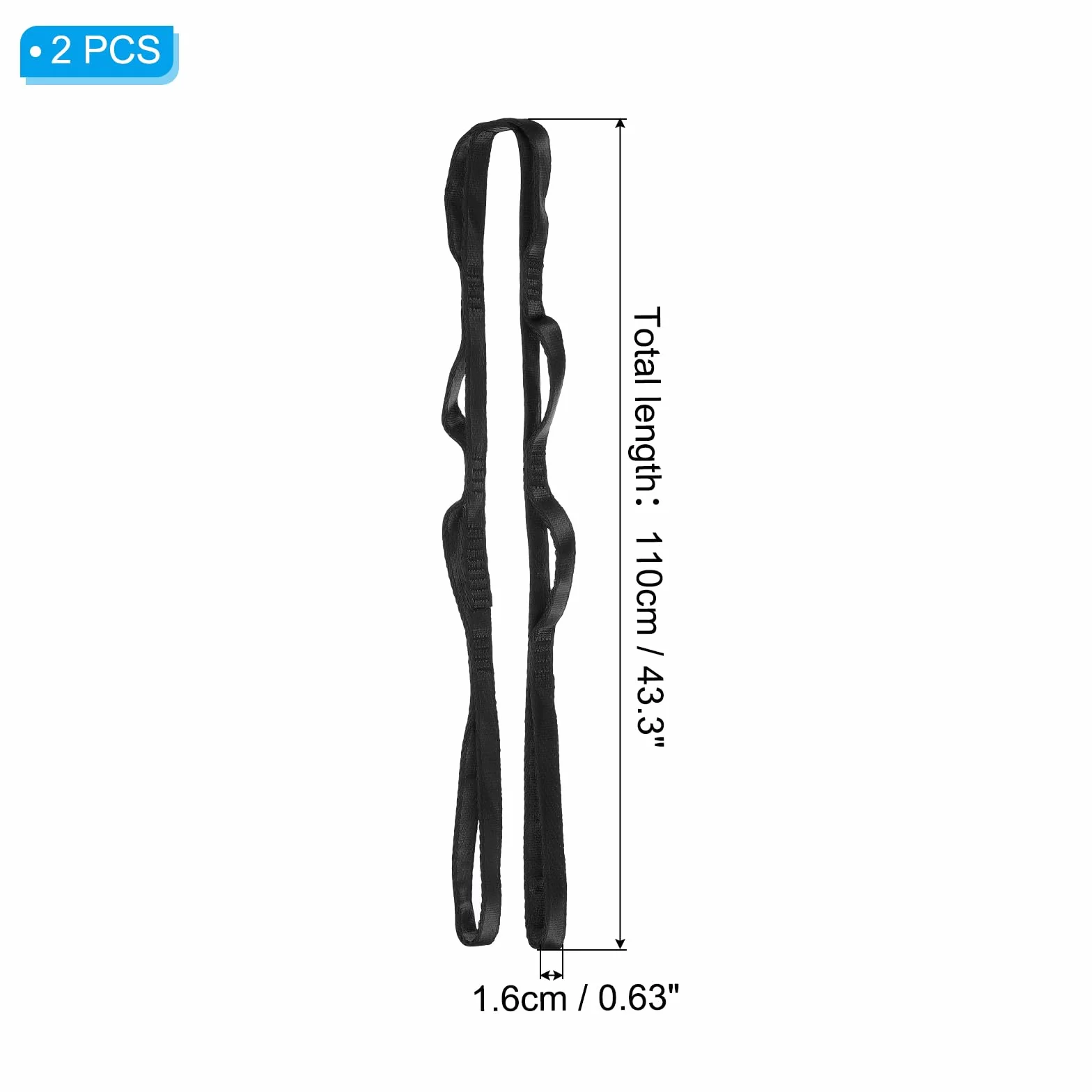 PATIKIL Sangle en chaîne Daisy Lot de 2 Sangles d'escalade Robustes en Nylon Ajustables 8 Boucles Noir