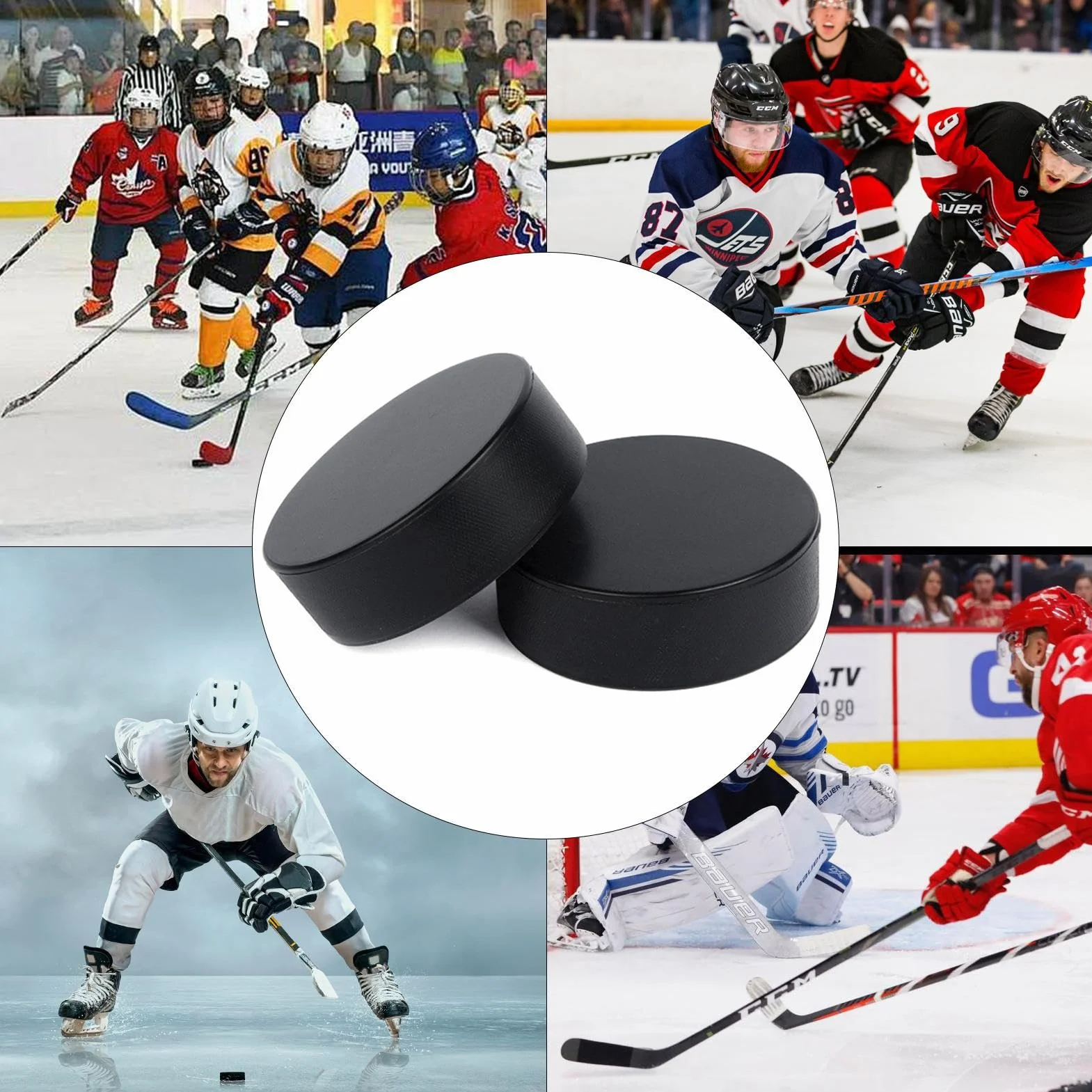 Palets de Hockey sur Glace en PU 7,5 cm 80 g léger pour entraînement Hockey sur roulettes Sports intérieur extérieur Adultes