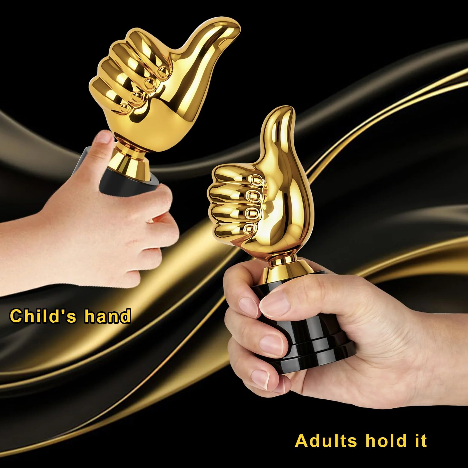 Lot de 18 trophées dorées en plastique, mini sculpture pour doigts, récompenses pour fête sportive, gagnant, fête, anniversaire