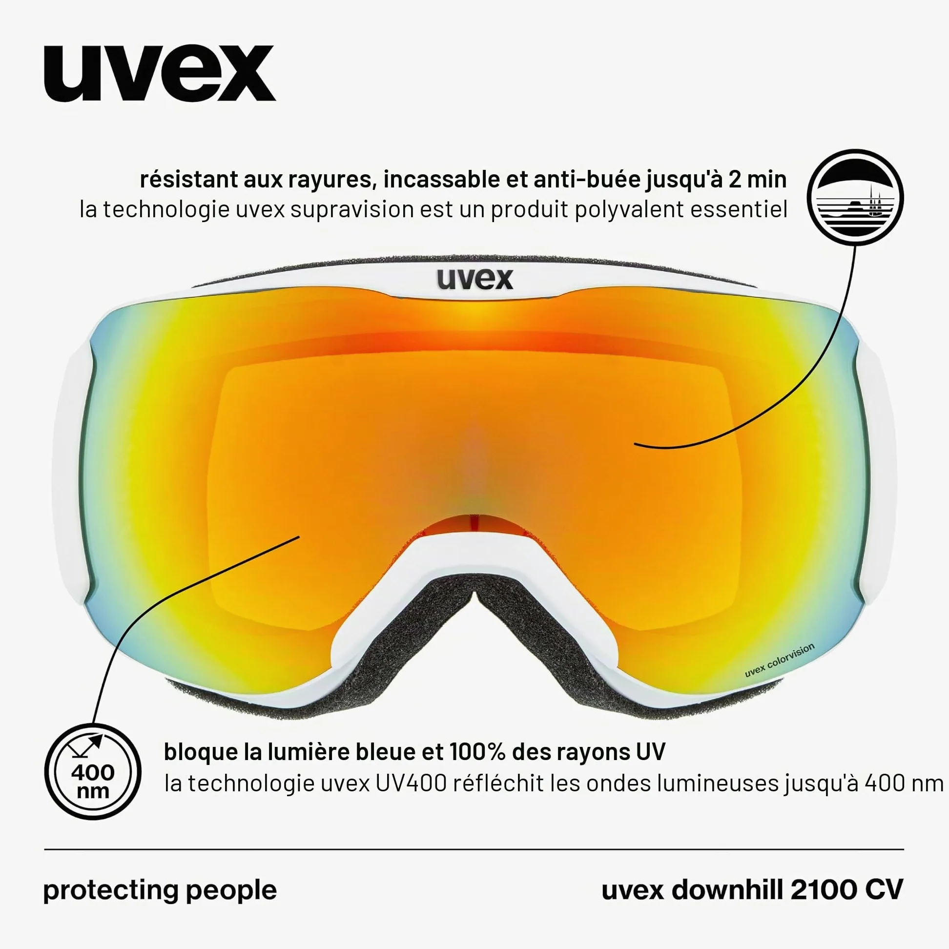 Uvex Downhill 2100 Cv lunettes de ski Mixte (lot de 1)
