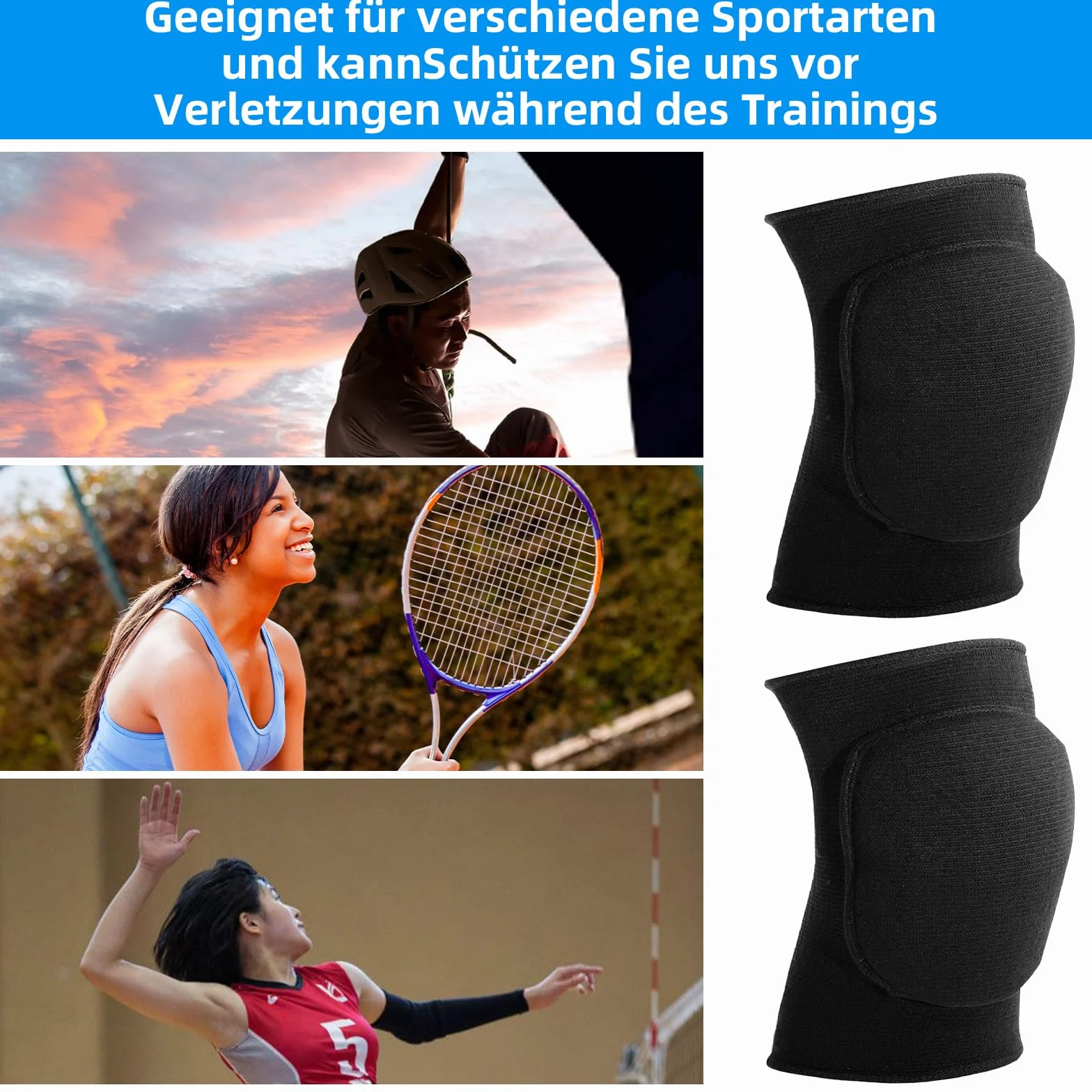 Lot de 2 coudières de volleyball avec support en éponge épaisse respirantes