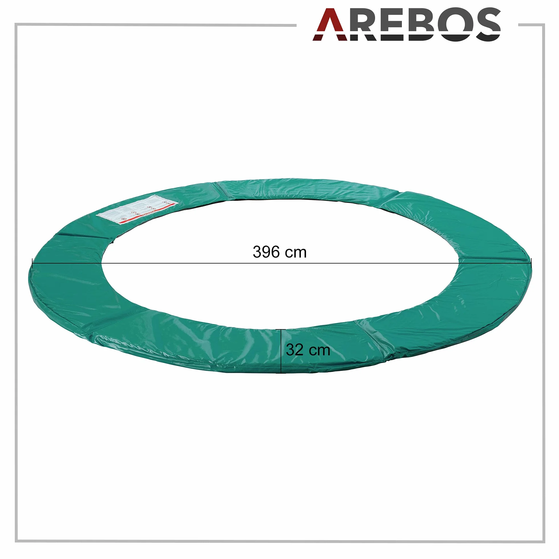 Arebos Protection de Ressort de Couverture de Bord de Trampoline 396 cm PVC PE résistant à la déchirure résistant aux UV