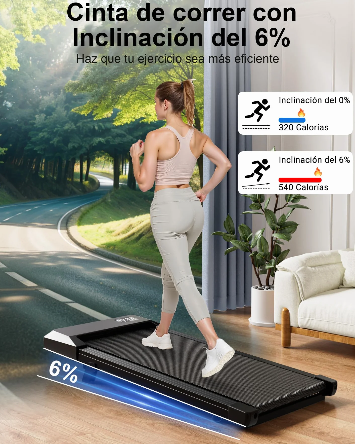 Copant Tapis de Marche avec LCD Écran, 2.5 HP Walking Pad, APP & Télécommande, Charge Max 136 kg, 1.5-6 km/h
