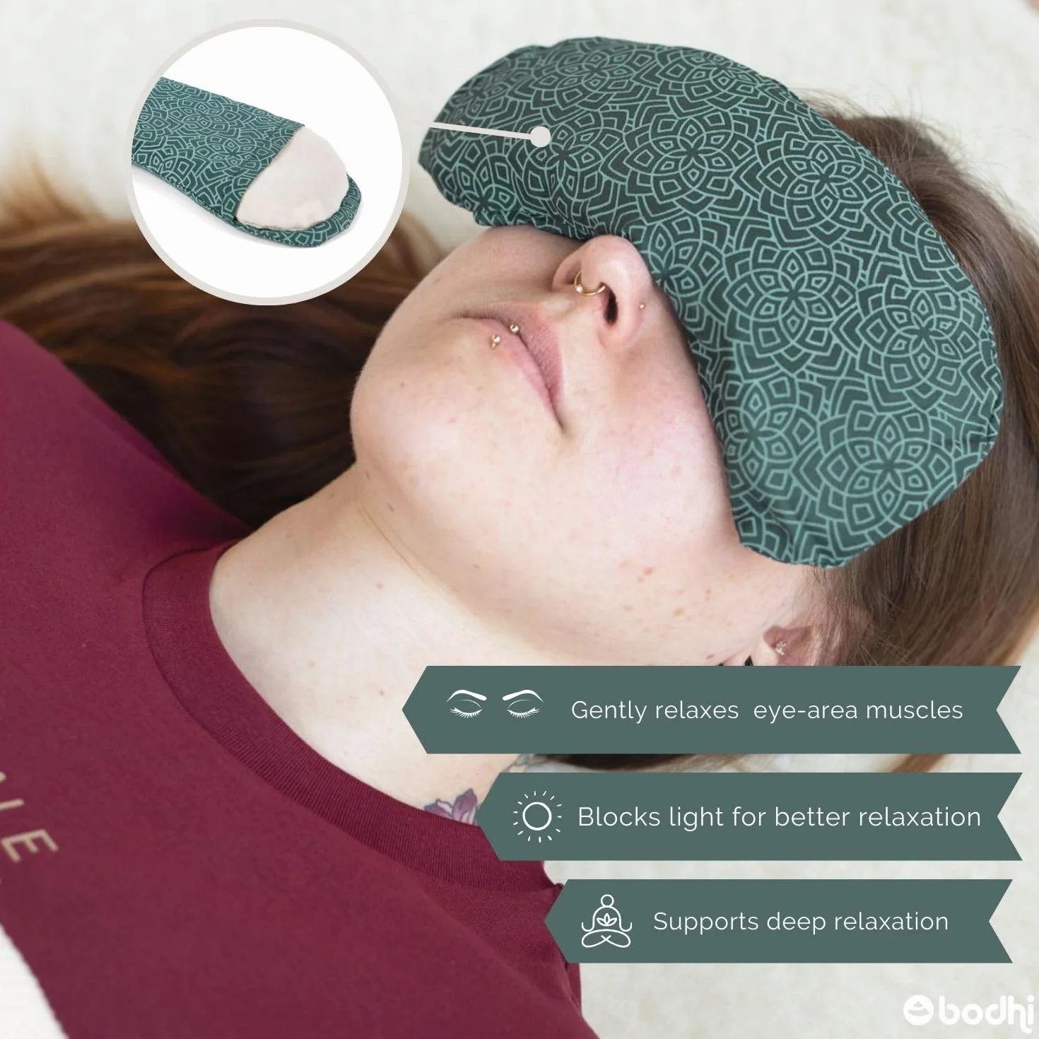 Garnissage en graines de lin bio et lavande bio - Masque pour les yeux doux en coton - Végétalien