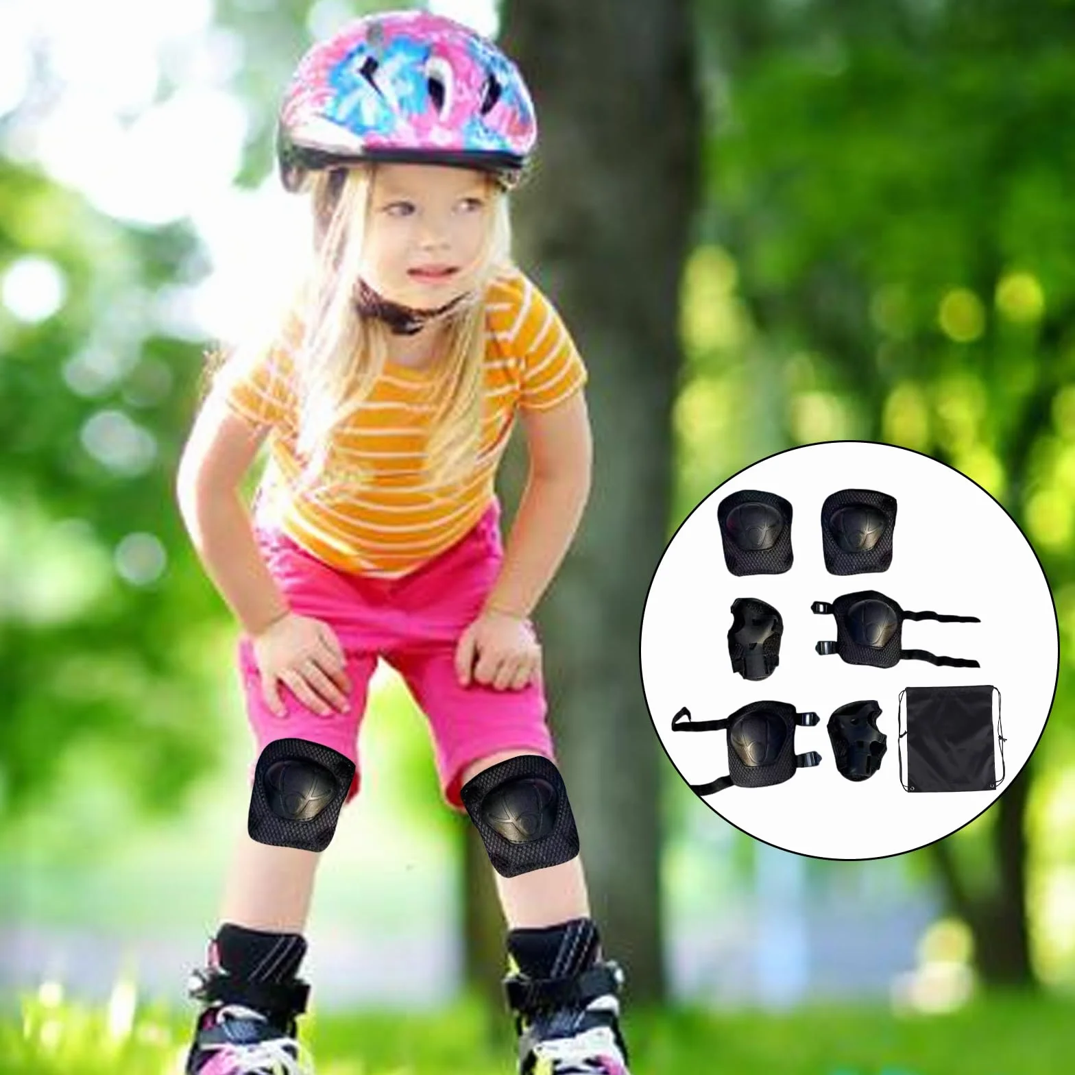 Ensemble de protection sportive enfant 6 pièces genouillères coudières protège-poignets ajustables patin à roulettes skateboard vélo