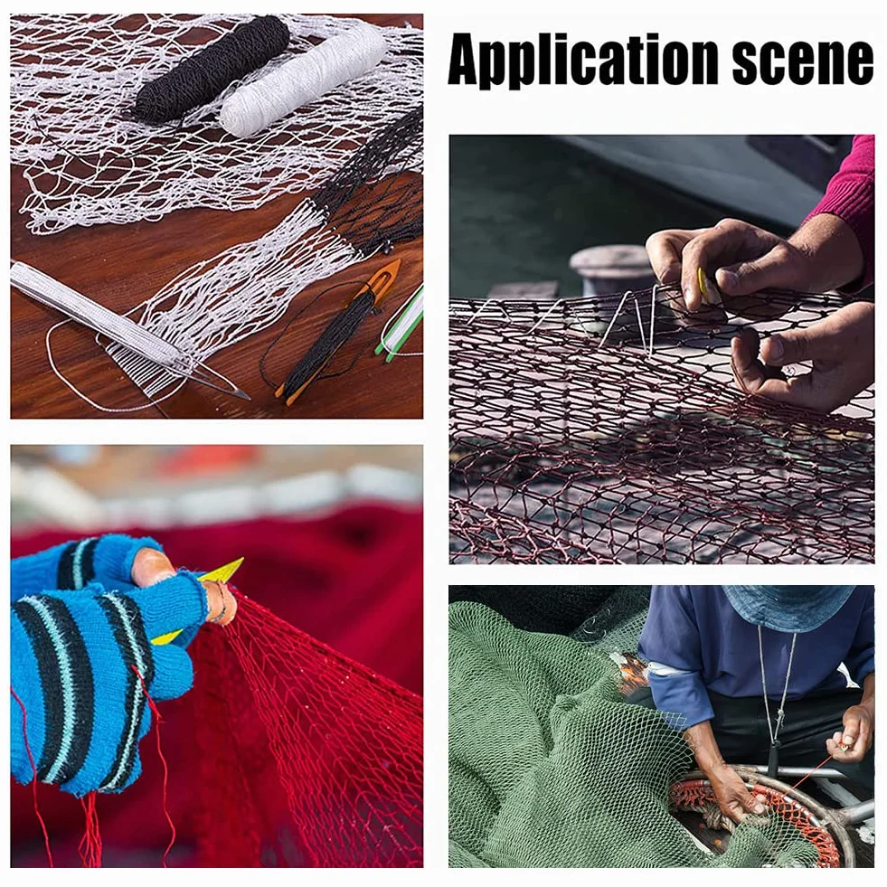 SUPERFINDINGS Kits de Réparation D'Aiguilles pour Filets de Pêche Comprenant 9 Tailles Aiguille à Filet en Plastique, 1 navettes en Acier Tranchant 1 Rouleaux de Fil de Pêche Transparent Fil de Nylon