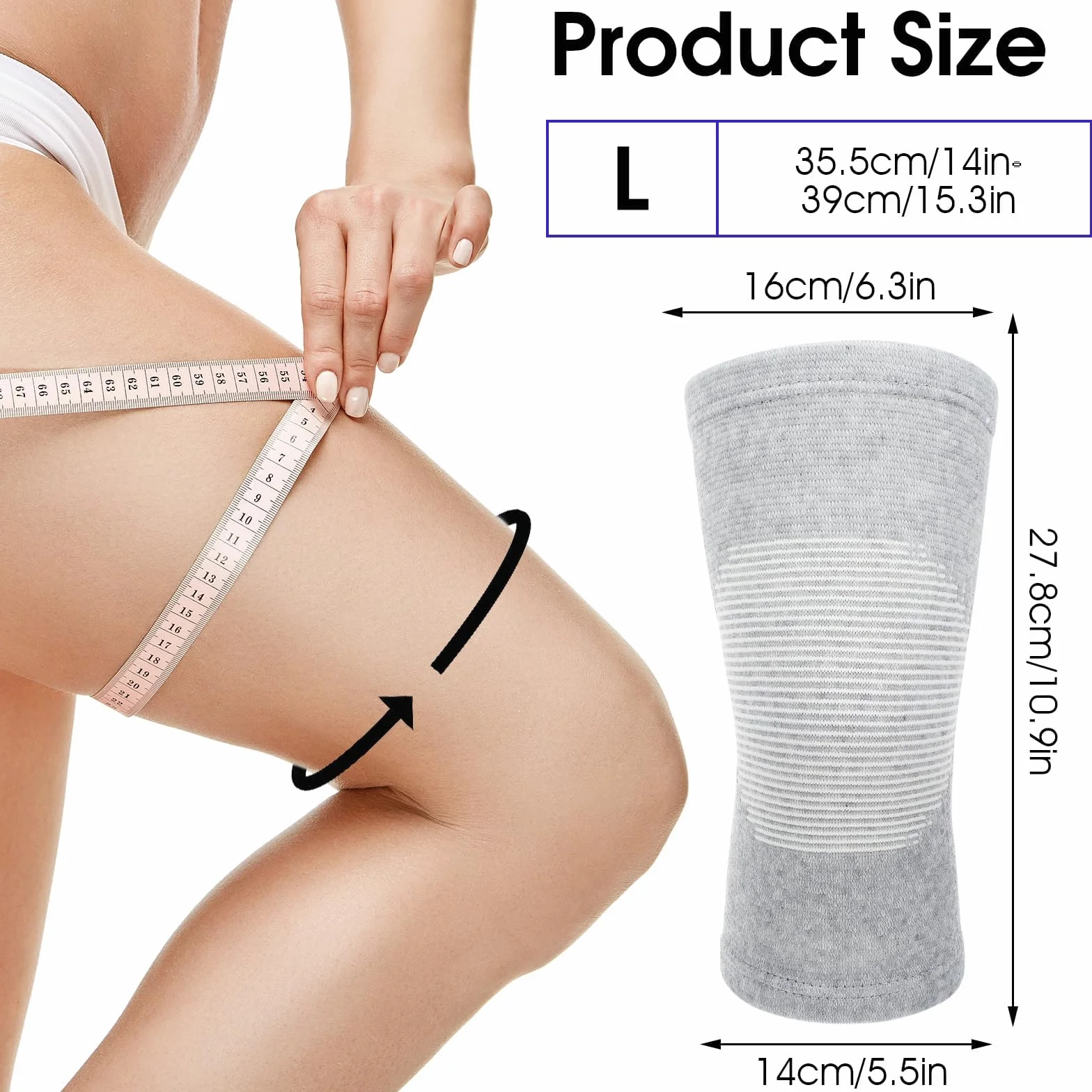 Genouillère Ultra-Mince Fibre De Charbon De Bambou Élastique pour Sport Volleyball Danse Yoga (2,L)