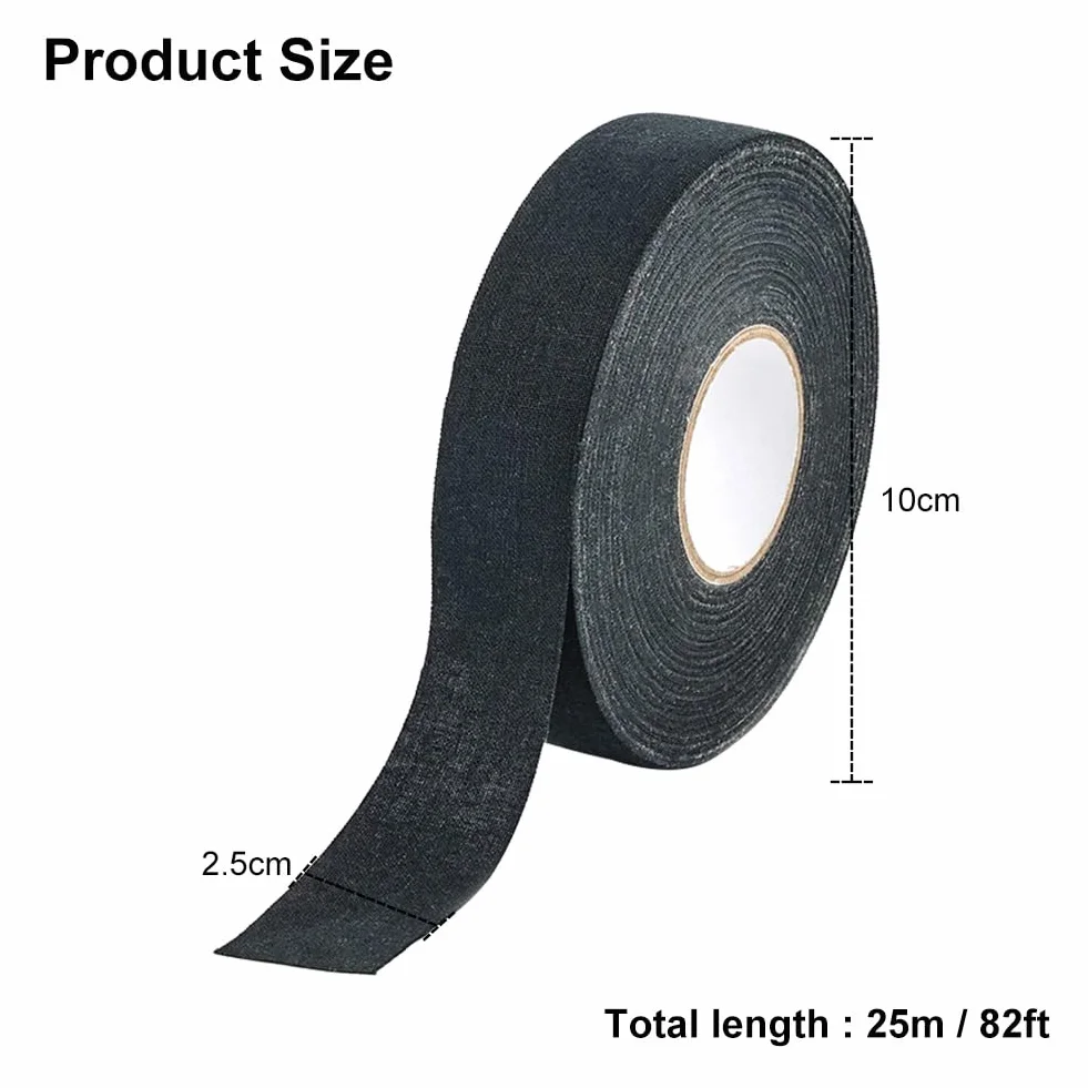 Ruban de Hockey Adhésif 25m × 25mm Noir pour Raquette