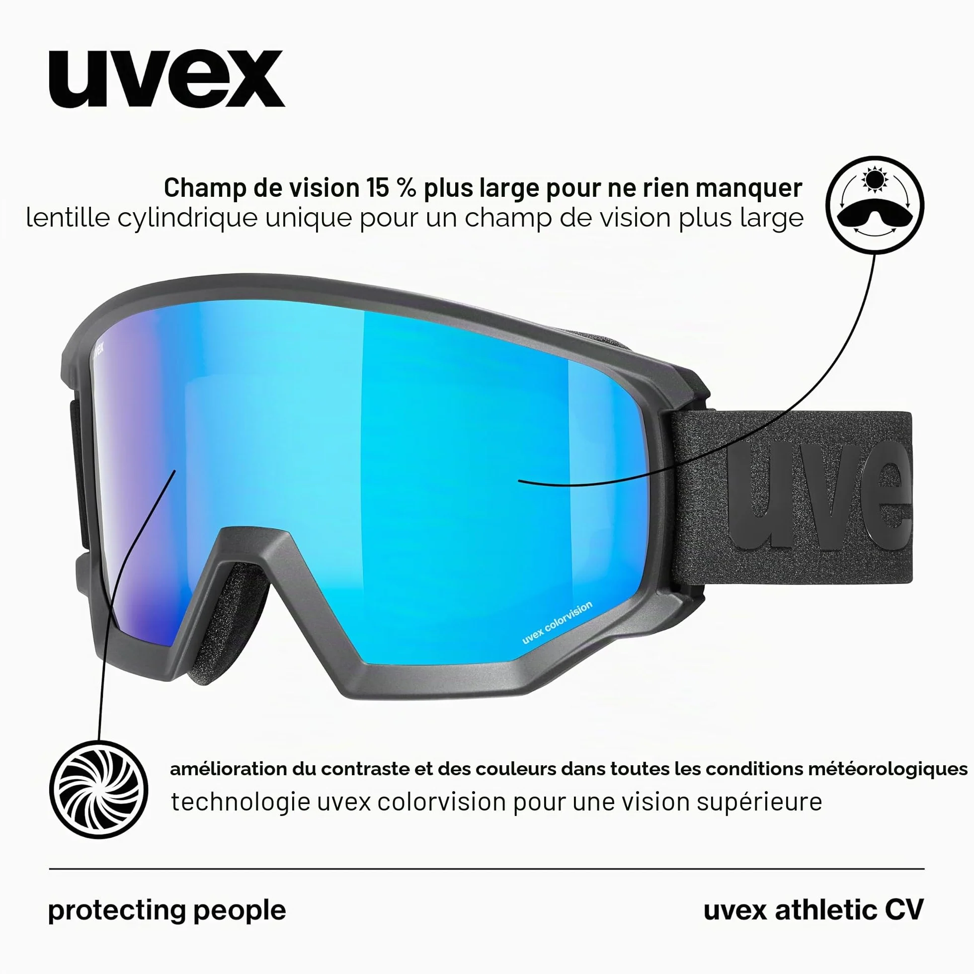 Uvex Athletic Cv lunettes de ski Unisexe-Jeunes (lot de 1)