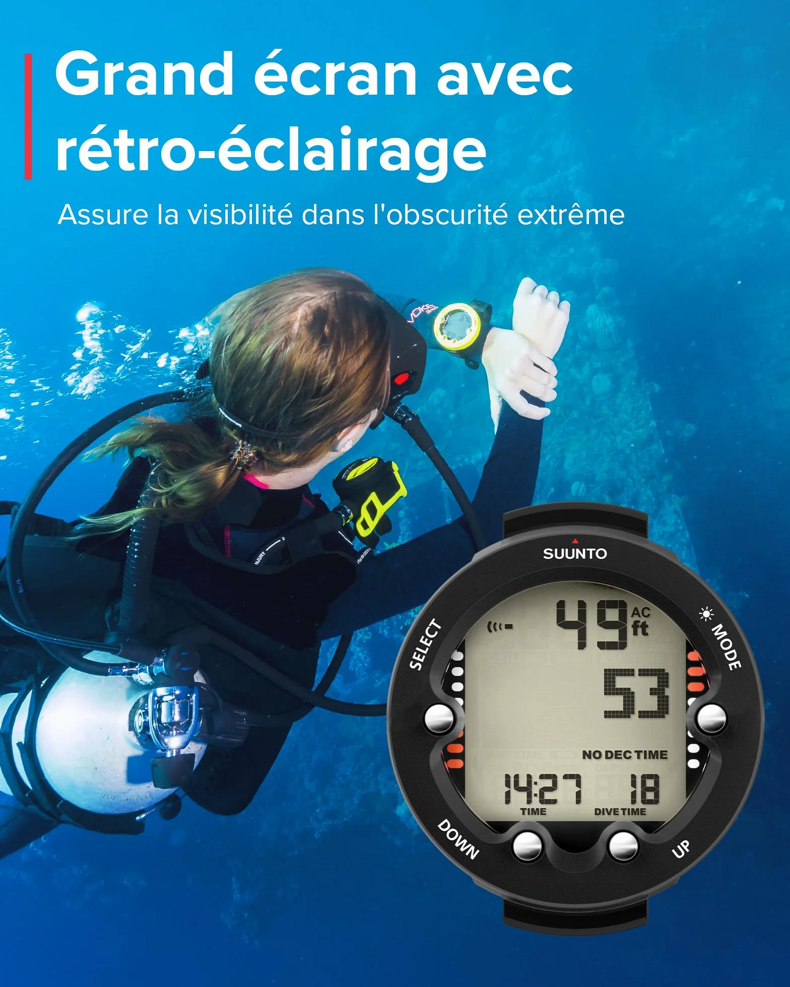 SUUNTO Zoop Novo Montre de Plongée Numérique Étanche 80 m Ordinateur sous-Marine