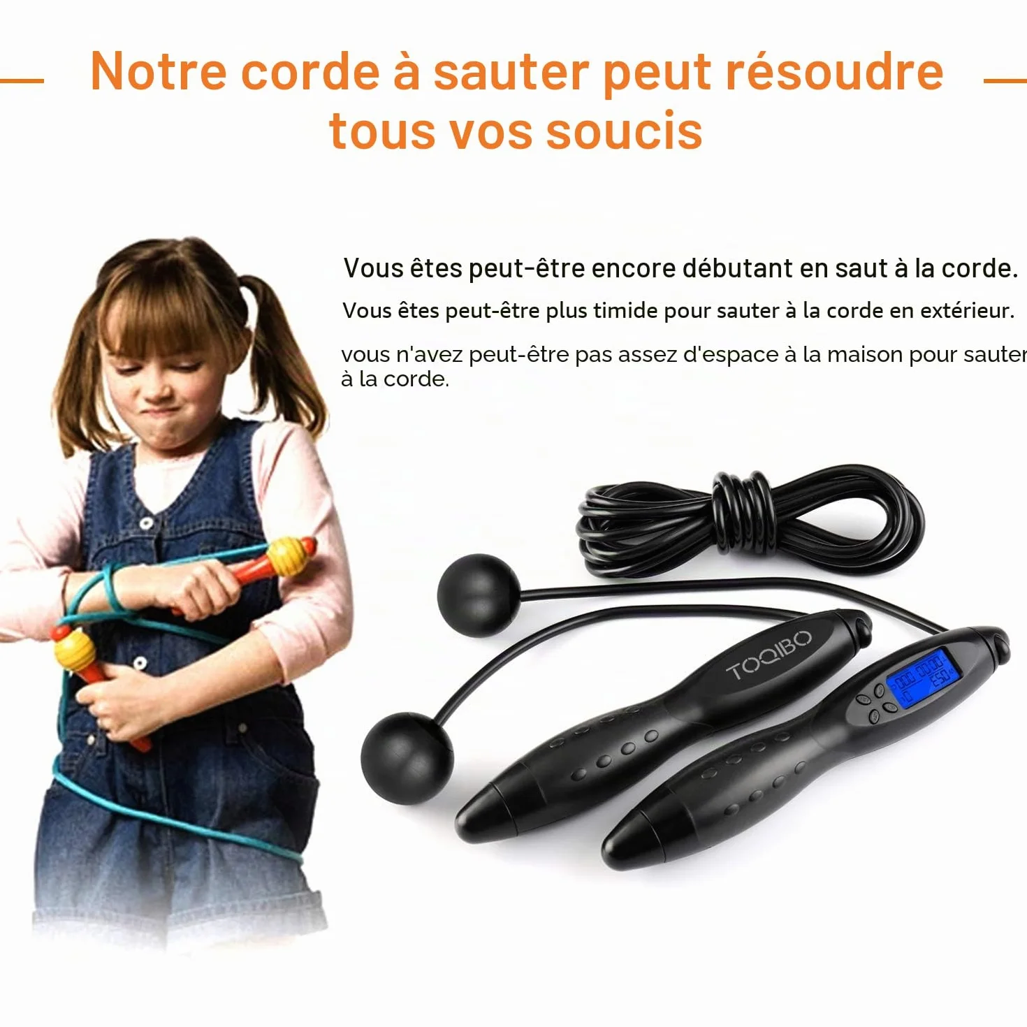 Corde à Sauter Sport sans fil avec Compteur Calories, Minuterie et LCD, Poignées Antidérapantes Réglable pour Adulte Enfant