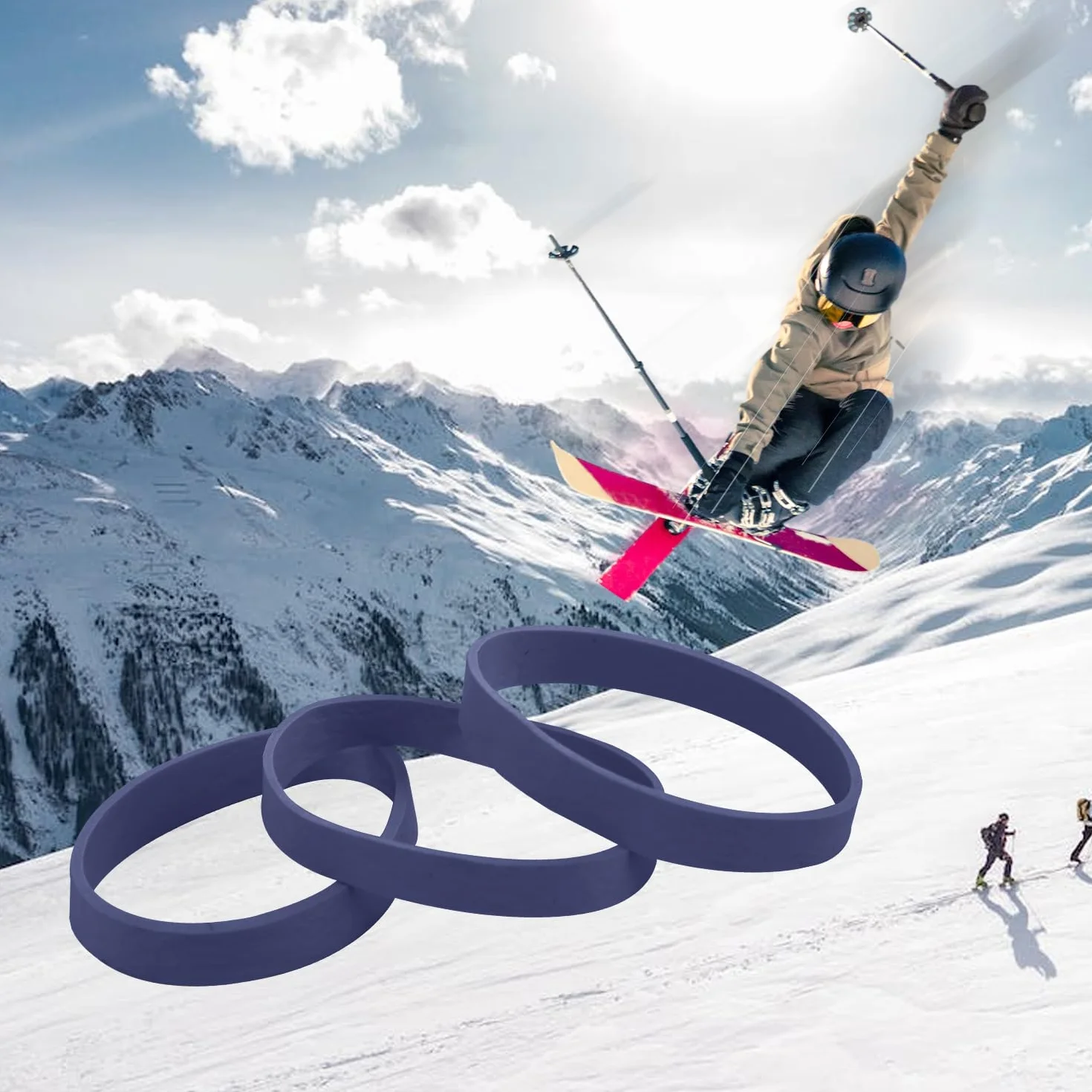 Band de Frein de Ski, 32pcs Retenues de Freins de Snowboard Bande de Caoutchouc