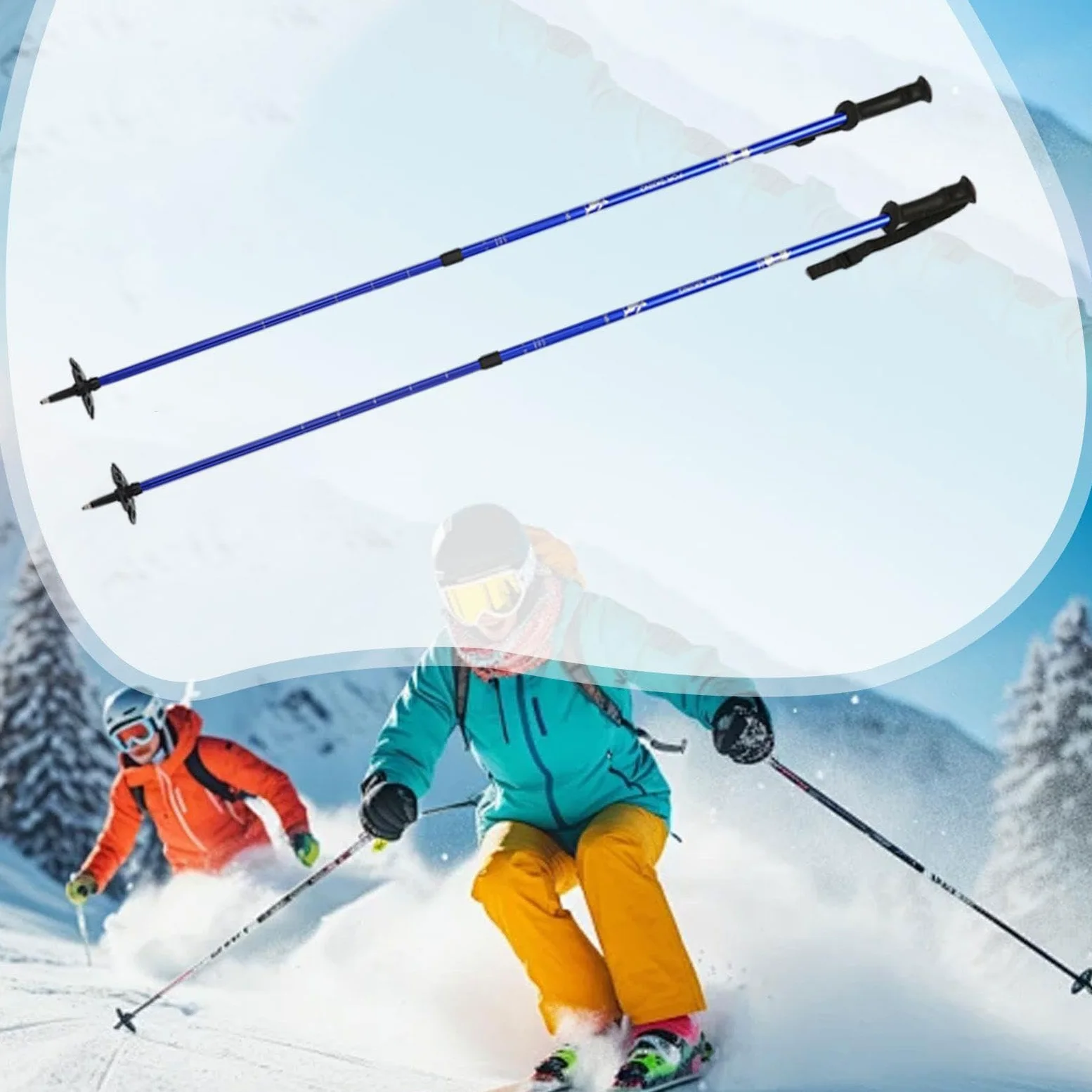 2 Pièces Bâtons de Randonnée Extensibles Bâtons de Marche pour Randonnée Bâtons de Ski Multifonctions en Alliage D'Aluminium Poignées Ergonomiques, Bleu