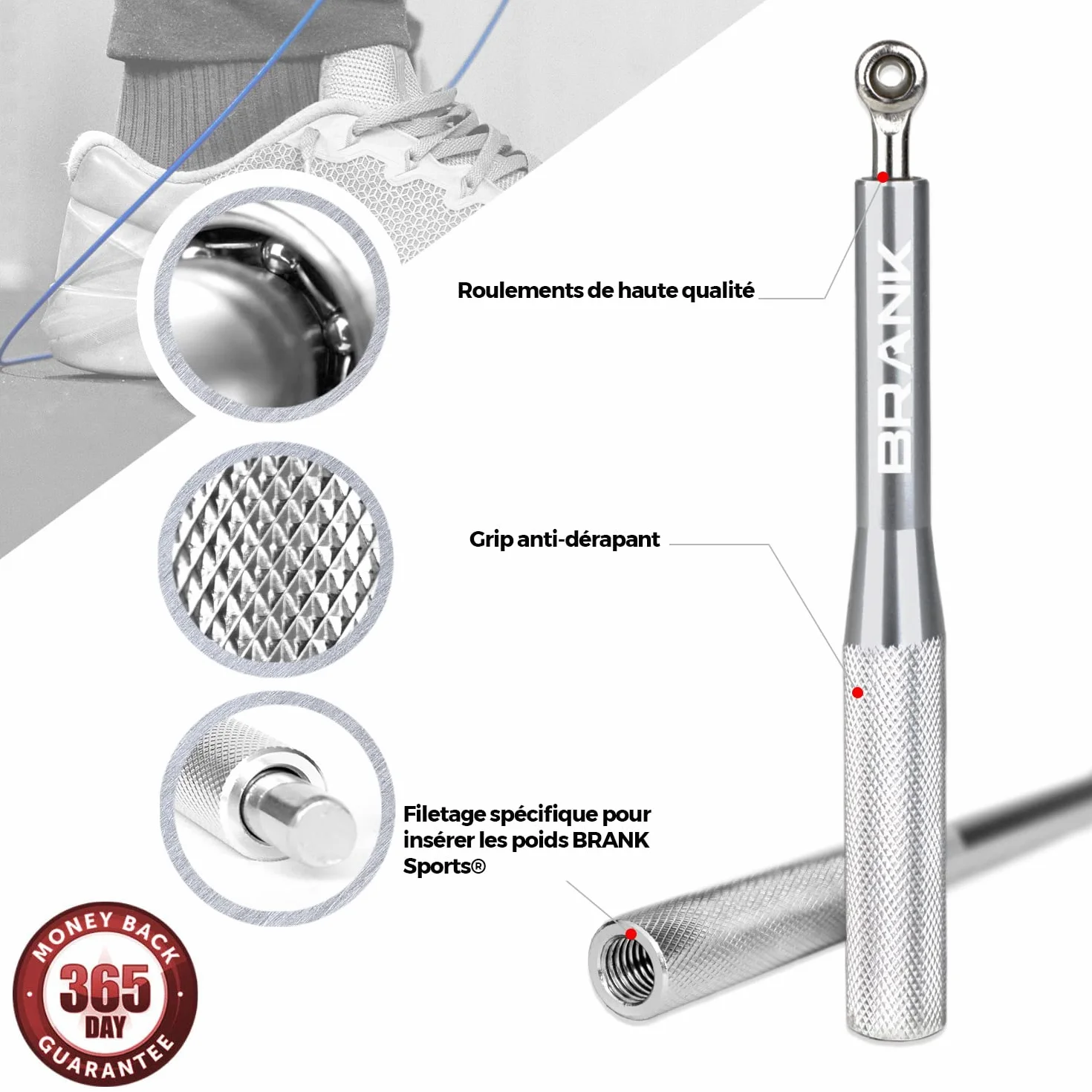 Corde à Sauter Crossfit Réglable Aluminium, Roulements à Billes, 3 Câbles Acier