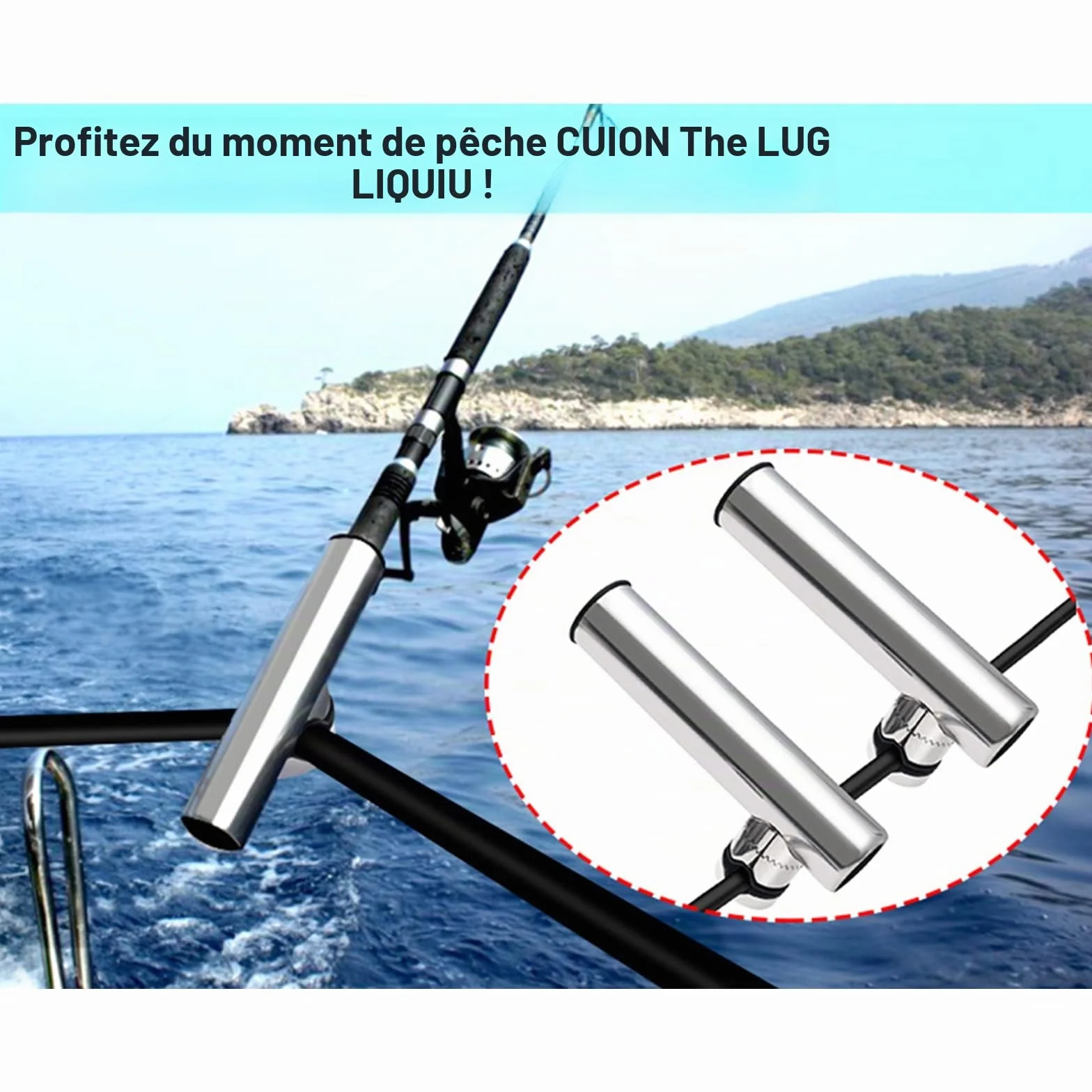 Lot de 2 Supports de Canne à Pêche en Acier Inoxydable pour Rails 18-26mm