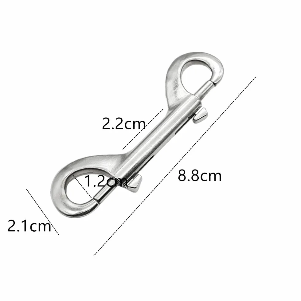 Lot de 8 mousquetons à double extrémité en acier inoxydable pour laisses chien, camping, porte-clés