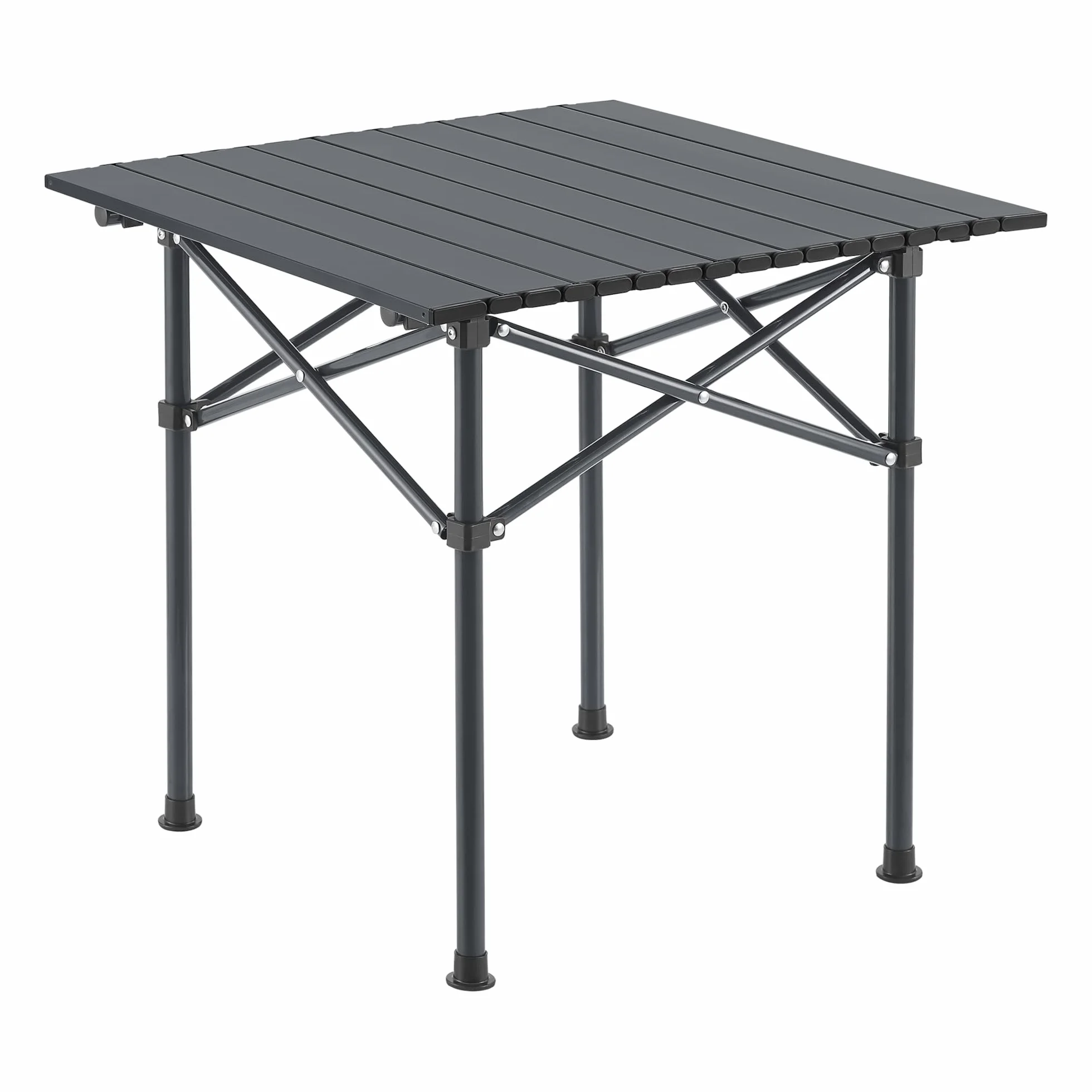 casa.pro Set de Table et 2 Chaises de Camping Pliantes d'Extérieur Siège Confortable avec Dossier Réglable Appuie-Tête Repose-Pieds Porte-Gobelet pour Festival Pêche Pique-Nique Plage Acier Gris