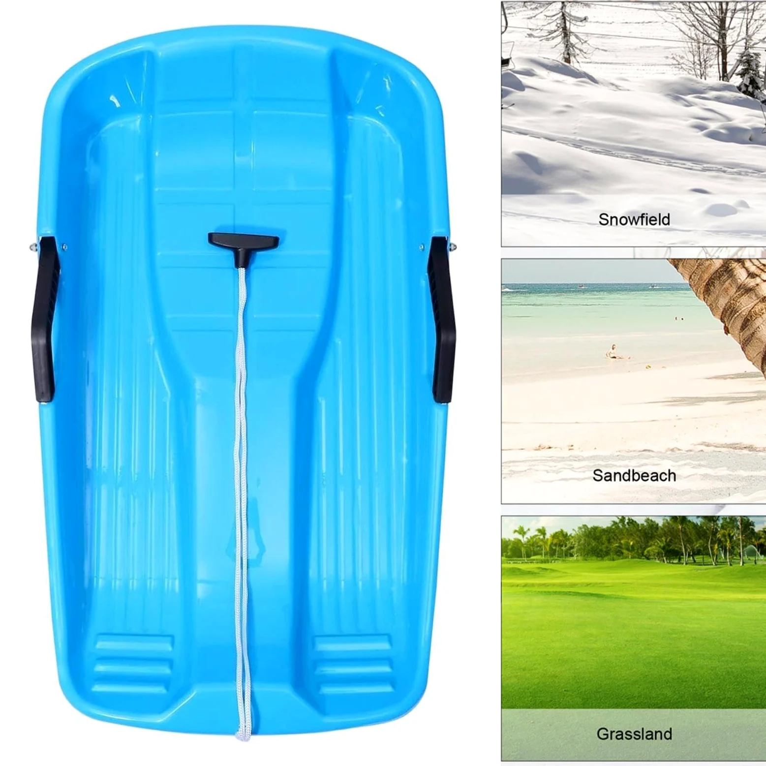 Luge De Neige Pour Toboggan Biplace Léger Et Portable Avec Corde De | Planche Luge Neige Hiver Pour Garçons Filles Extérieur Plage Sable Glace Pentes Toutes Saisons