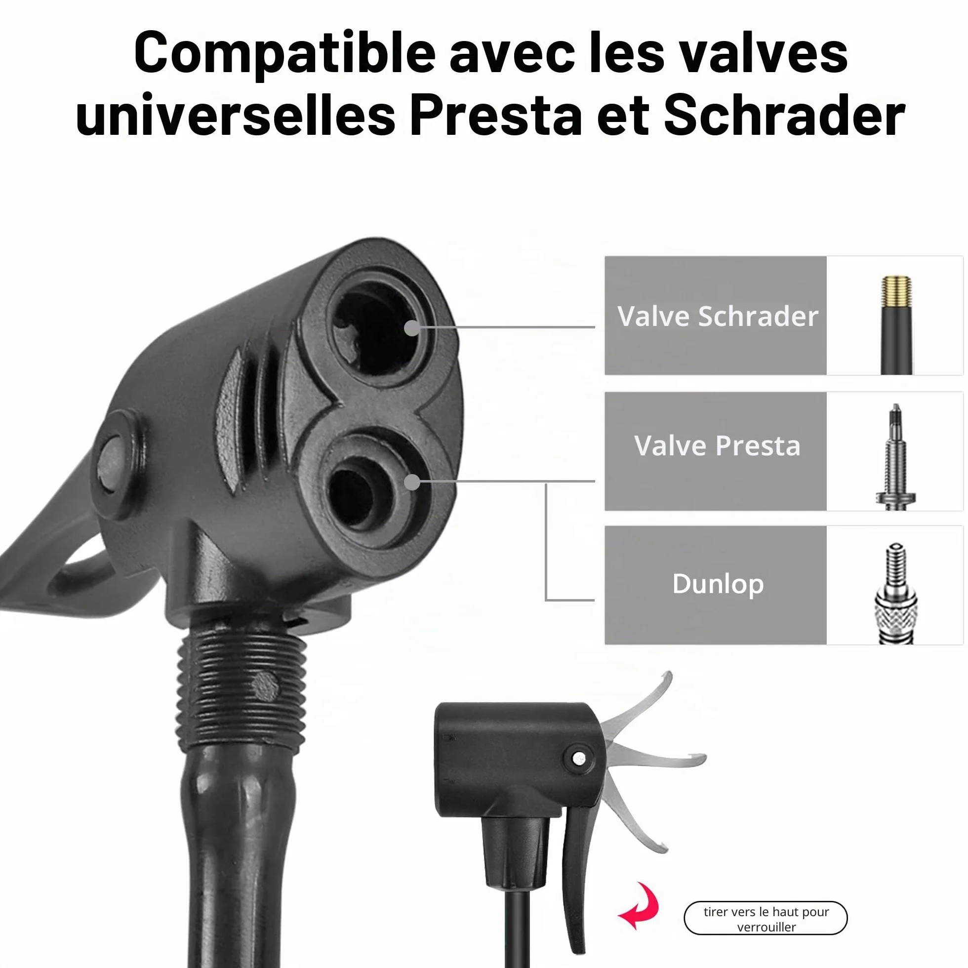 Pompe à pédale à Double Barillet Cylindre WEIDMAX, Pompe à Pied de vélo, Portable, Pompe à air de Sol de vélo, avec manomètre et tête de Valve Intelligente