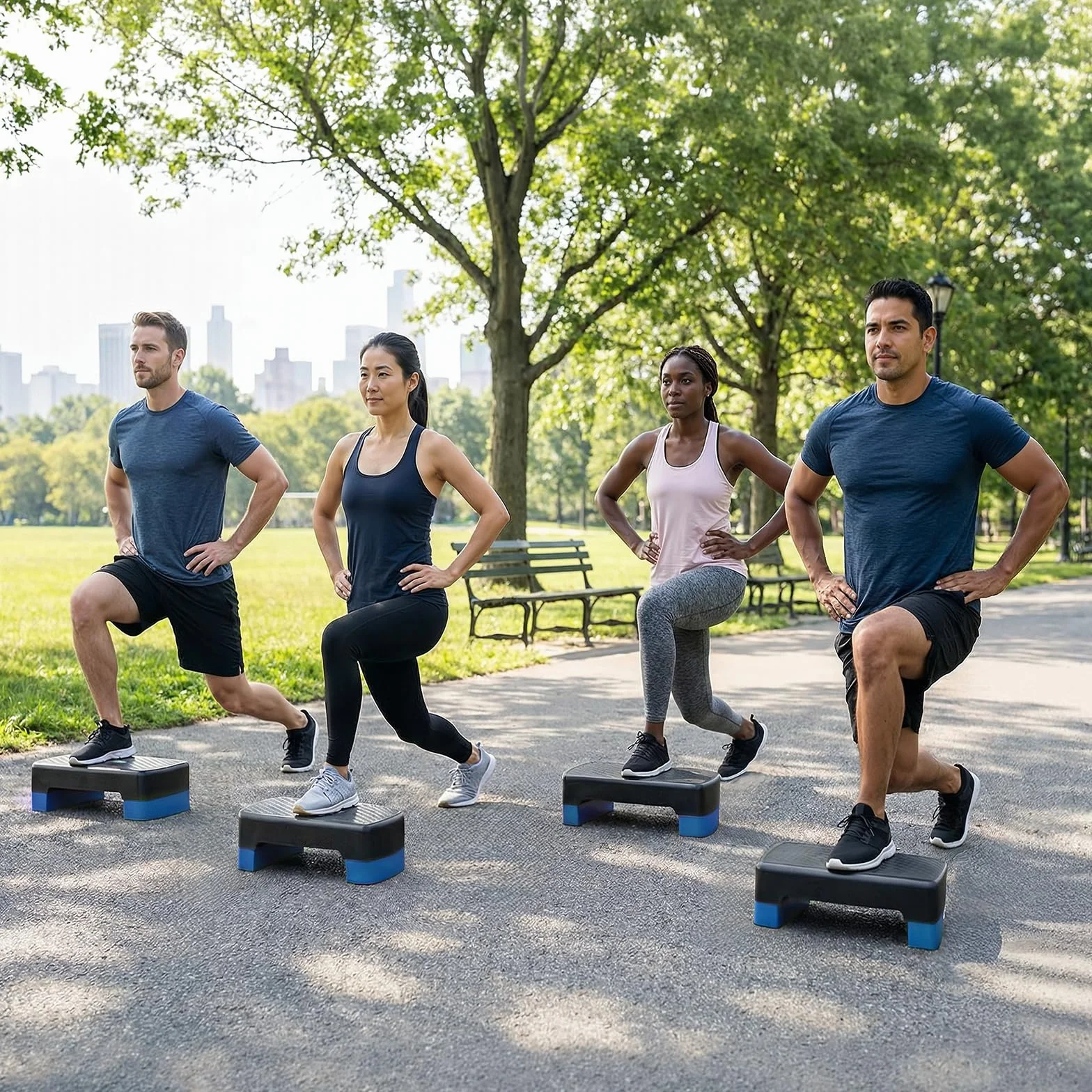 Yes4All Plateforme d'exercice aérobic 48 cm avec 2 rehausseurs hauteur réglable 7,6 cm 15,2 cm