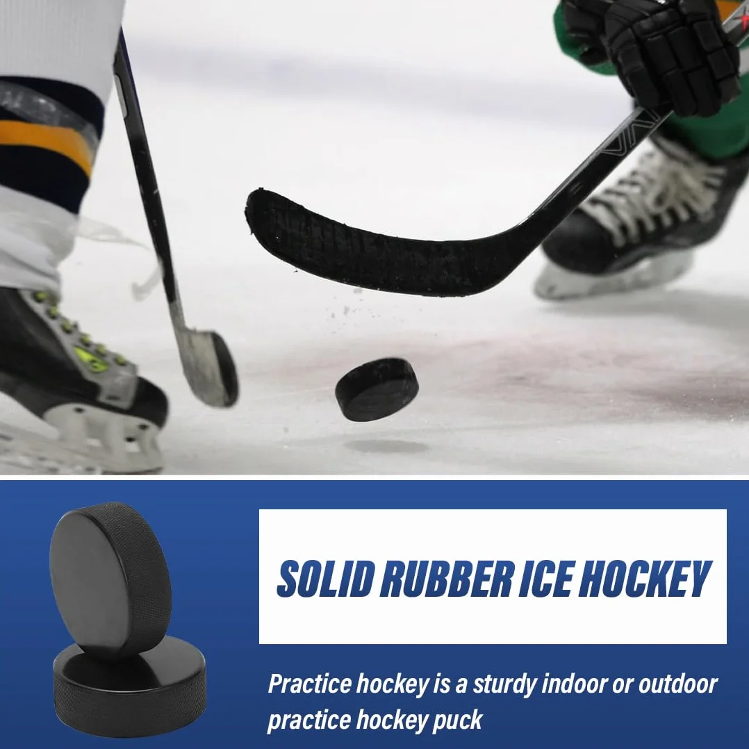 Palet de Hockey d'Entraînement en Caoutchouc Vulcanisé, 3" Diamètre / 1" Épaisseur, pour Adulte, Noir