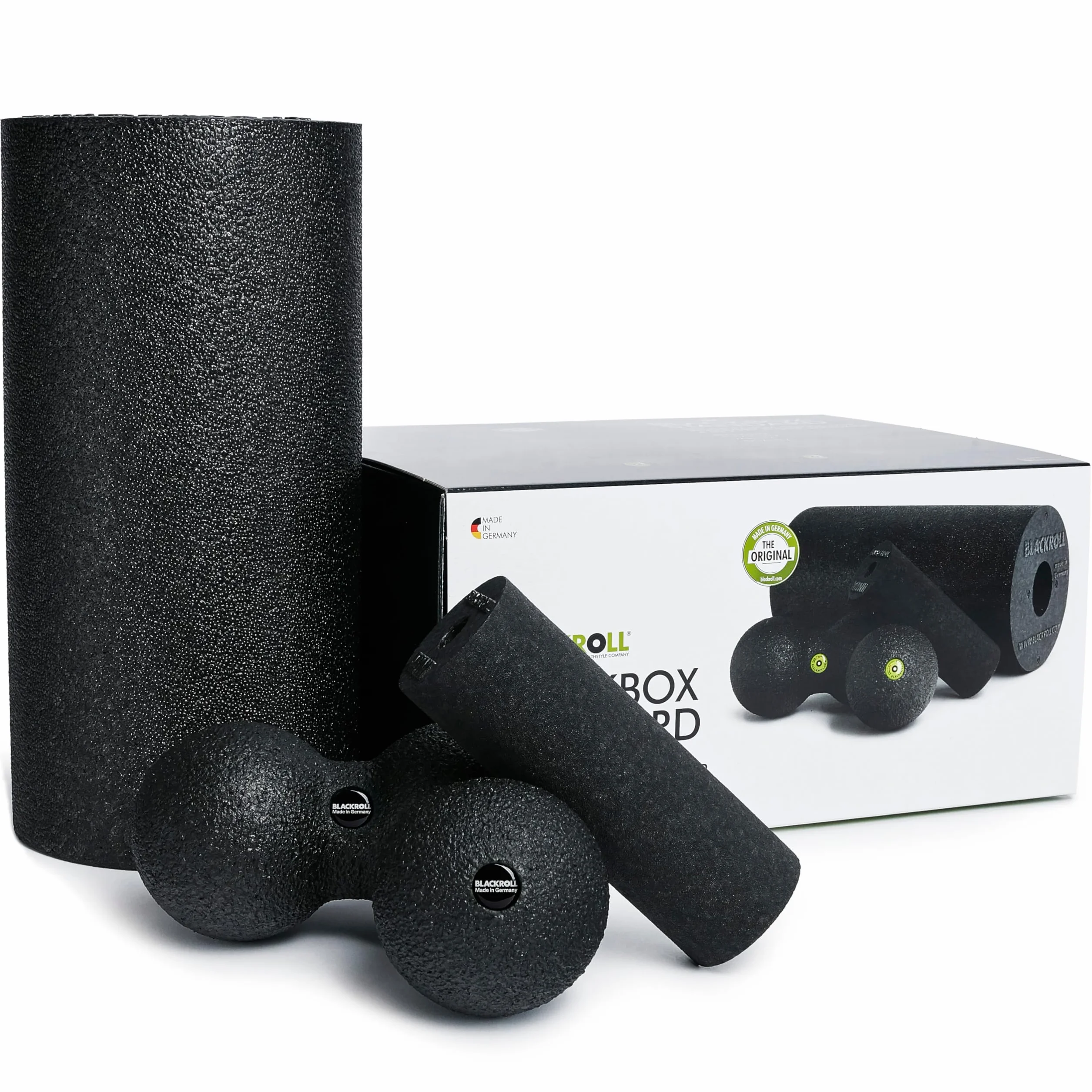 BLACKROLL® BLACKBOX Kit de massage avec rouleau, balle et duoball pour fascias et trigger points