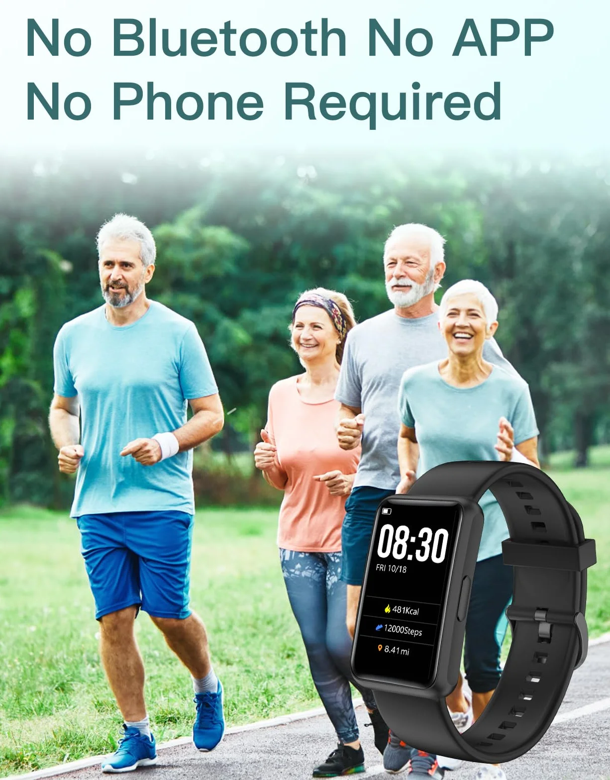 Montre Podometre Etanche IP68 1.47 Pouces Femme Homme Enfant Trackers d'Activité Sport Course à Pied Marche KM Calories Sommeil Chronometre Minuteur
