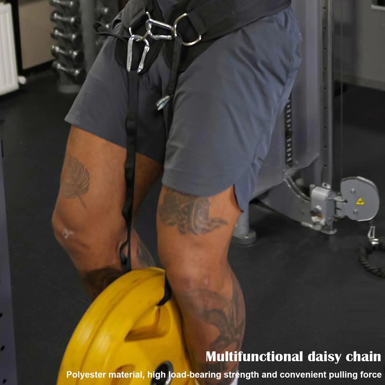 Chaîne de sécurité Daisy Chain 120 cm pour escalade, yoga aérien et salle de sport - Noir