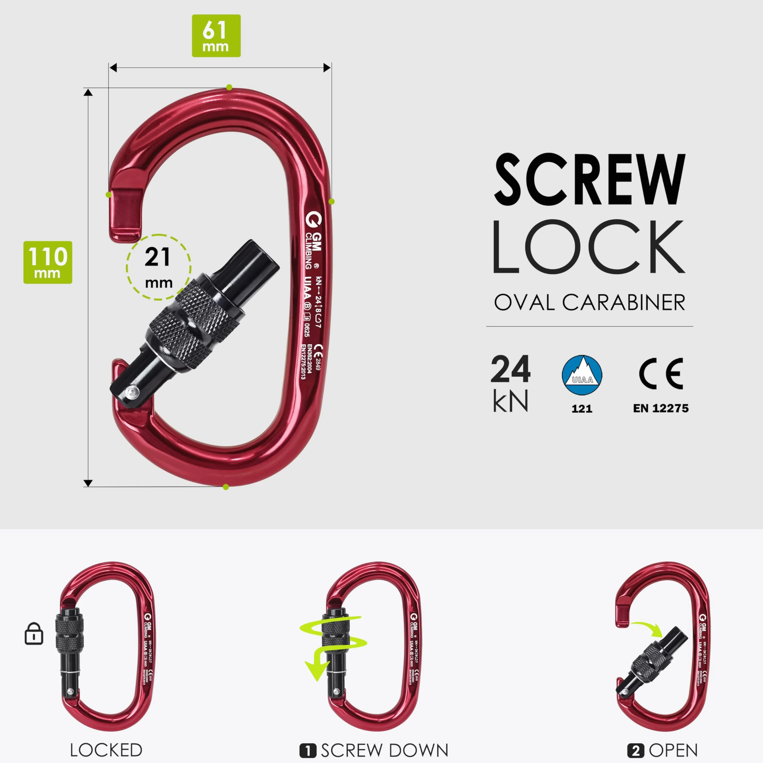 GM CLIMBING Chaîne en nylon 16 mm 22 kN 120 cm CE UIAA