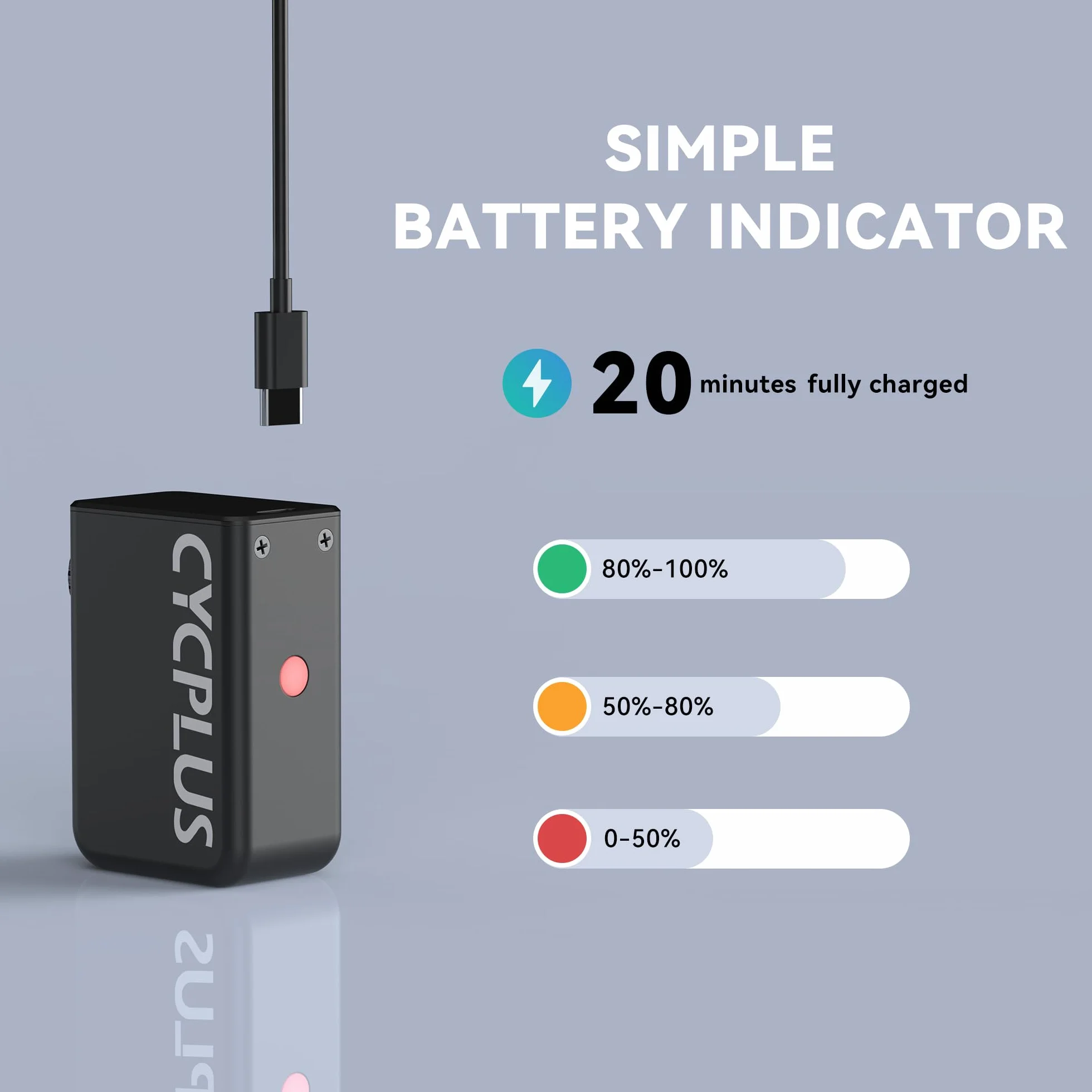 CYCPLUS Tiny Pump Pompe à vélo électrique 100PSI Rechargeable Type C Ultra-Mini Portable