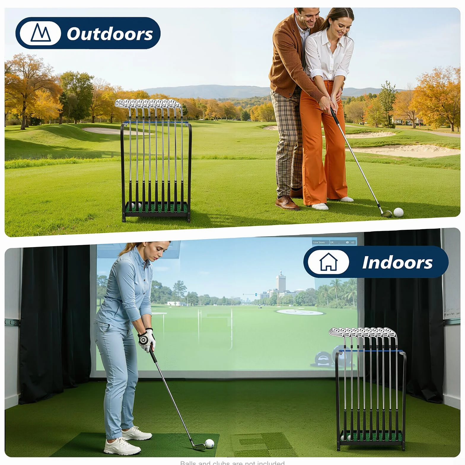 Support de putter de golf en métal robuste pour 9 clubs