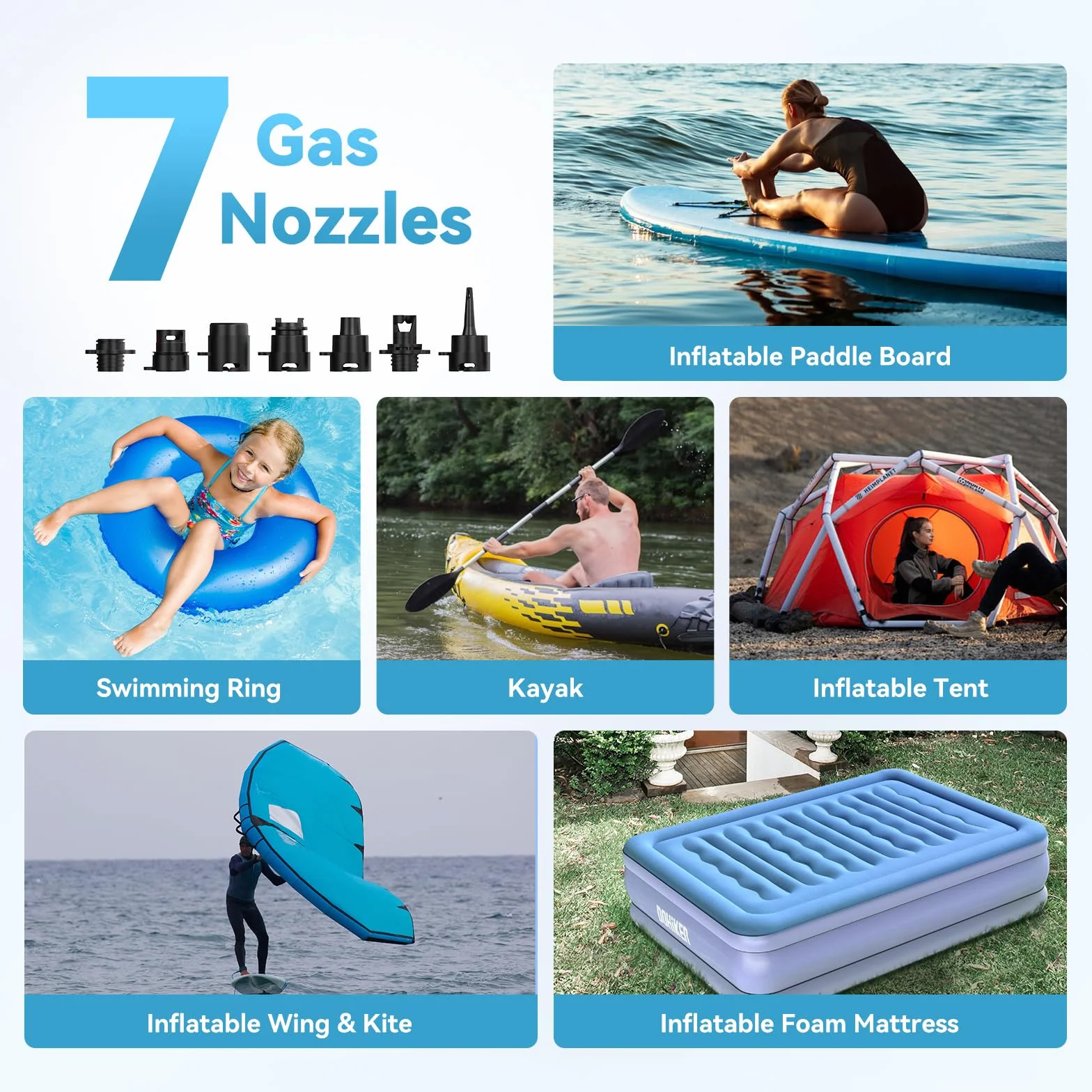 Hydrohero Pompe électrique Paddle Sup Haute Pression Rechargeable 20 PSI Double étage Arrêt Automatique