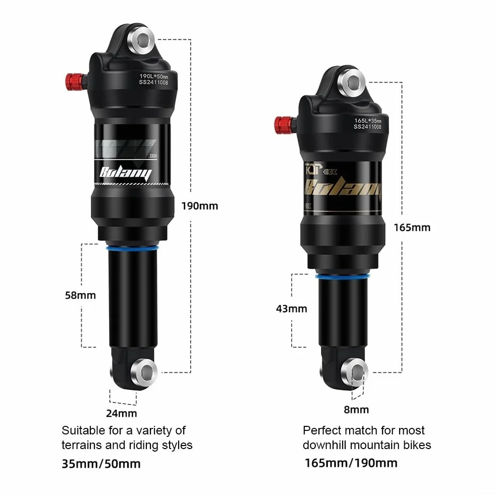Amortisseur arrière VTT 165 mm 190 mm compatible