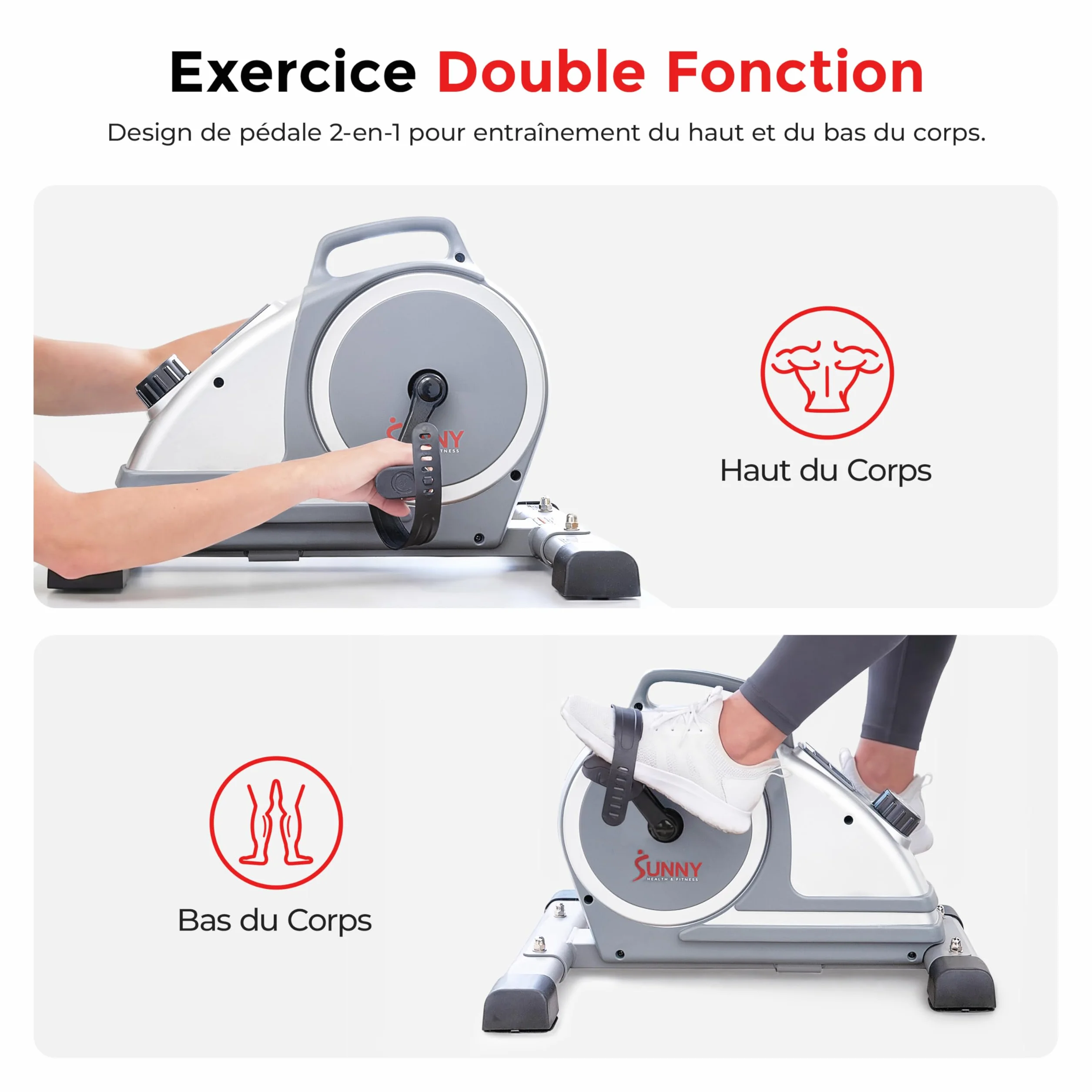 Sunny Health & Fitness Vélo d'appartement Intelligent Mini-pédalier Double Fonction Magnetic