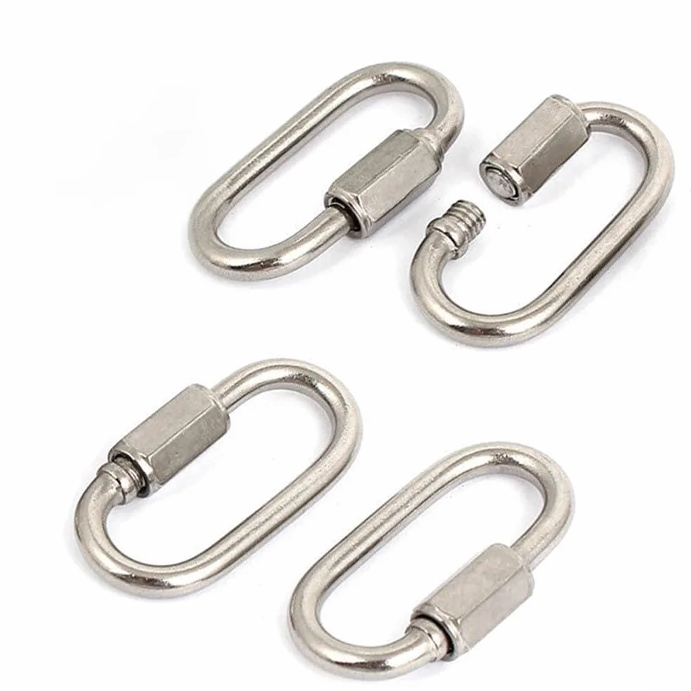 Mousquetons à maillons rapides en acier inoxydable 3,5 mm lot de 4 pour extérieur